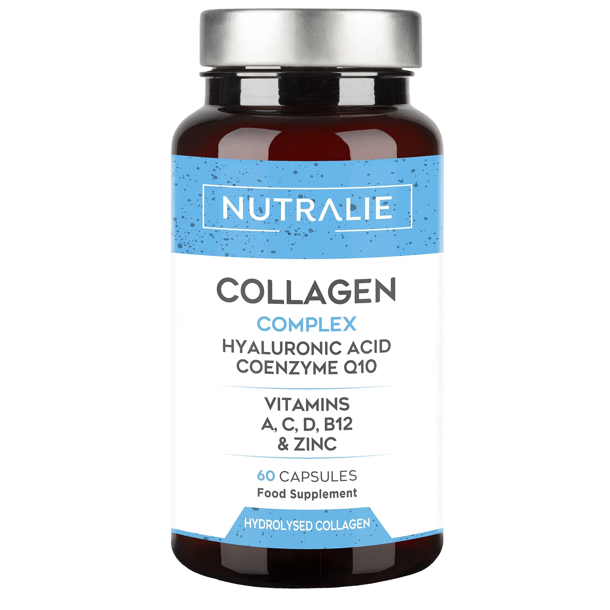 Collagen + Hyaluronic Acid + Q10 Hydrolysed Collagen Women Men + Vitamins A C D B12 Zinc NUTRALIE uk supplements