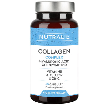Collagen + Hyaluronic Acid + Q10 Hydrolysed Collagen Women Men + Vitamins A C D B12 Zinc NUTRALIE uk supplements