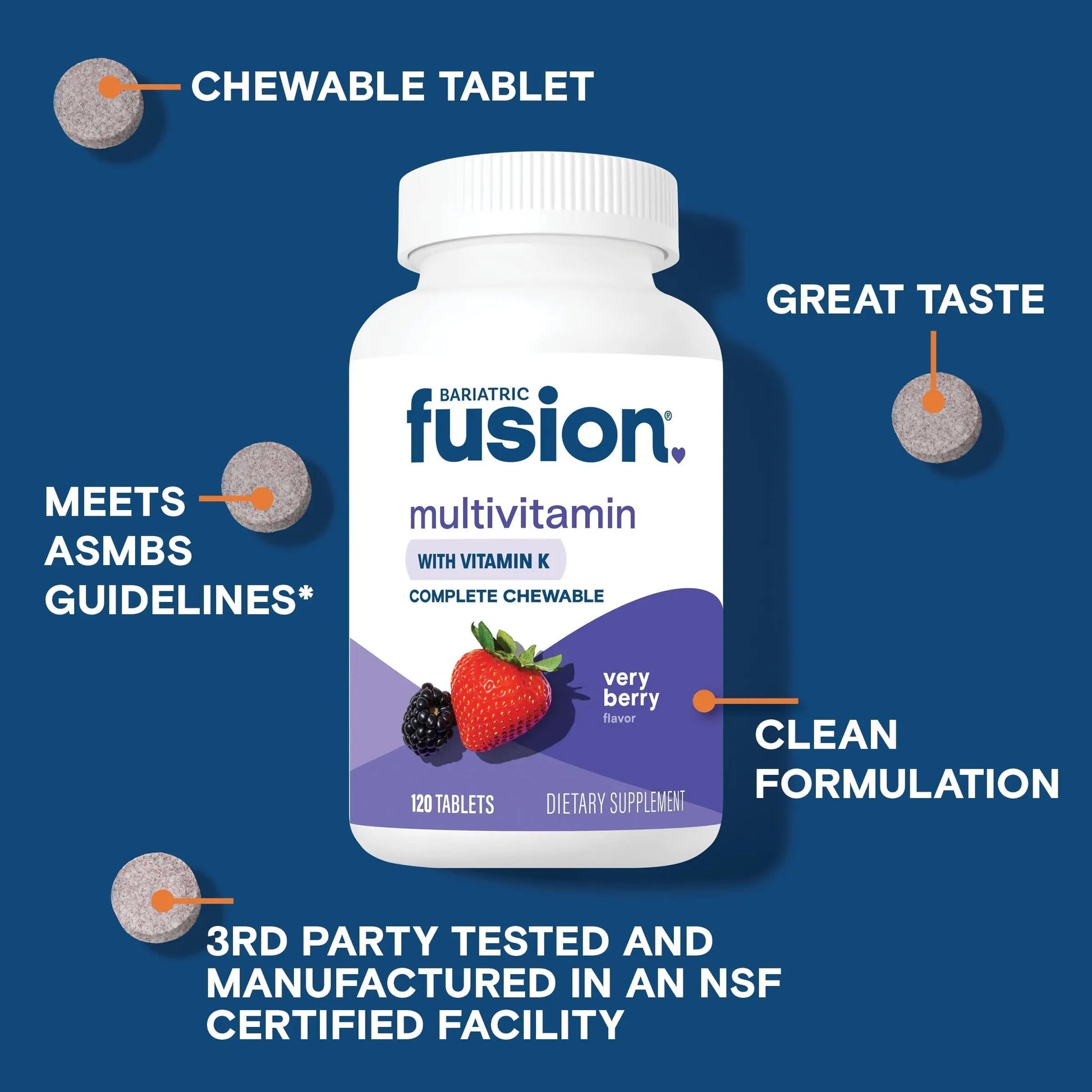 Bariatric Fusion Very Berry Complete Chewable Bariatric Multivitamin with Iron and Vitamin K for Bariatric Surgery Patients Including Bariatric Fusion uk supplements