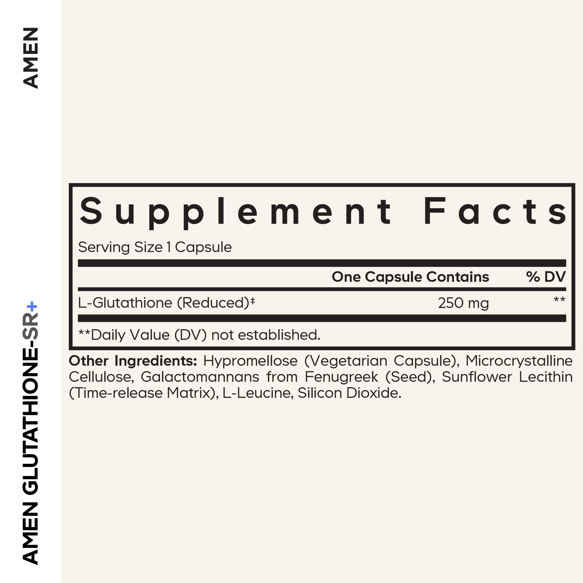 Amen Glutathione-SR+ Advanced Sustained-Release Supplement - 2-Month Supply - Reduced L-Glutathione - Galactomannans Fenugreek Seed - Time-Reduced Matrix - Non-GMO - 60 Capsules Amen uk supplements