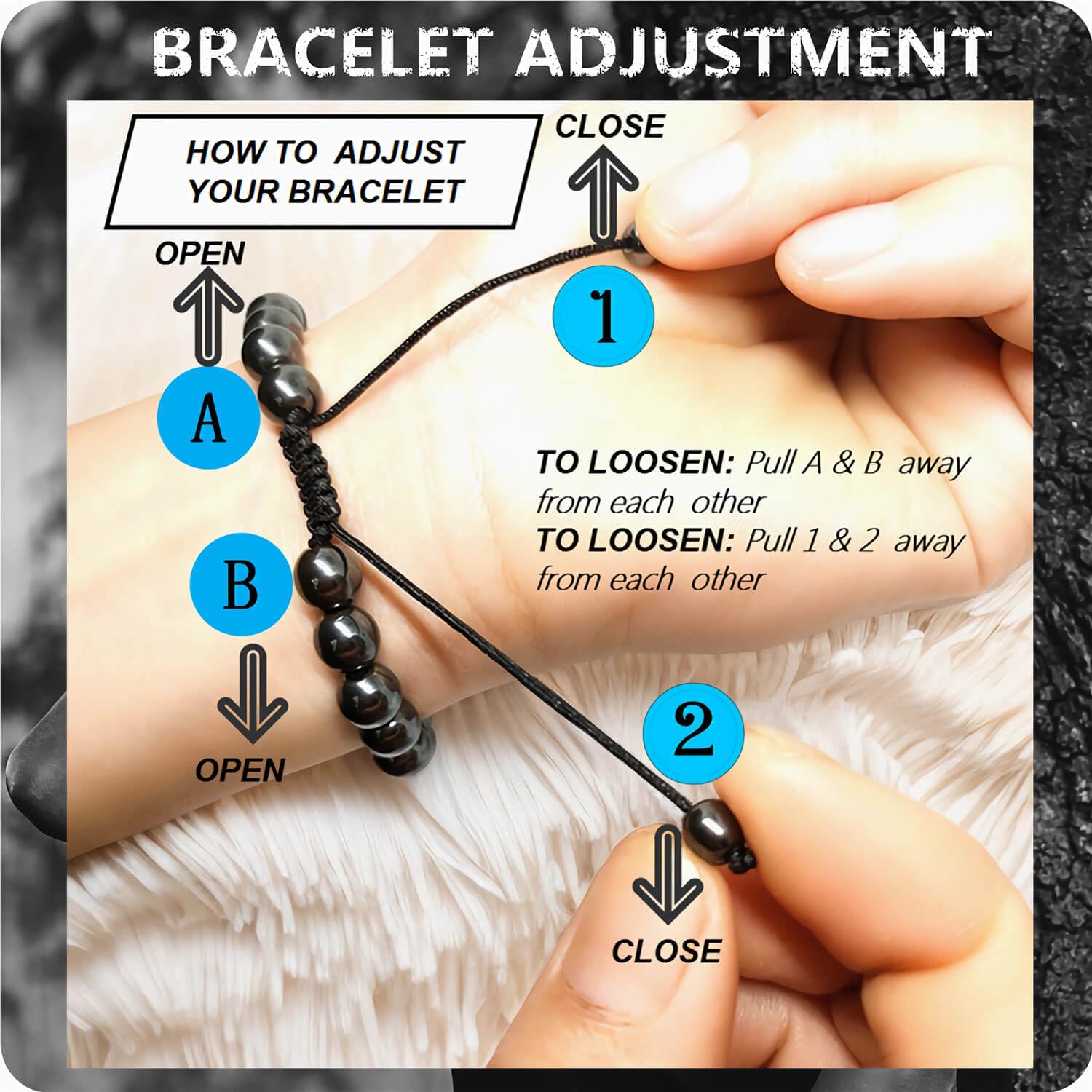 RENZHI-Magnetic Hematite Bracelet–Beaded Magnetic Bracelets for Men and Women RENZHI uk supplements