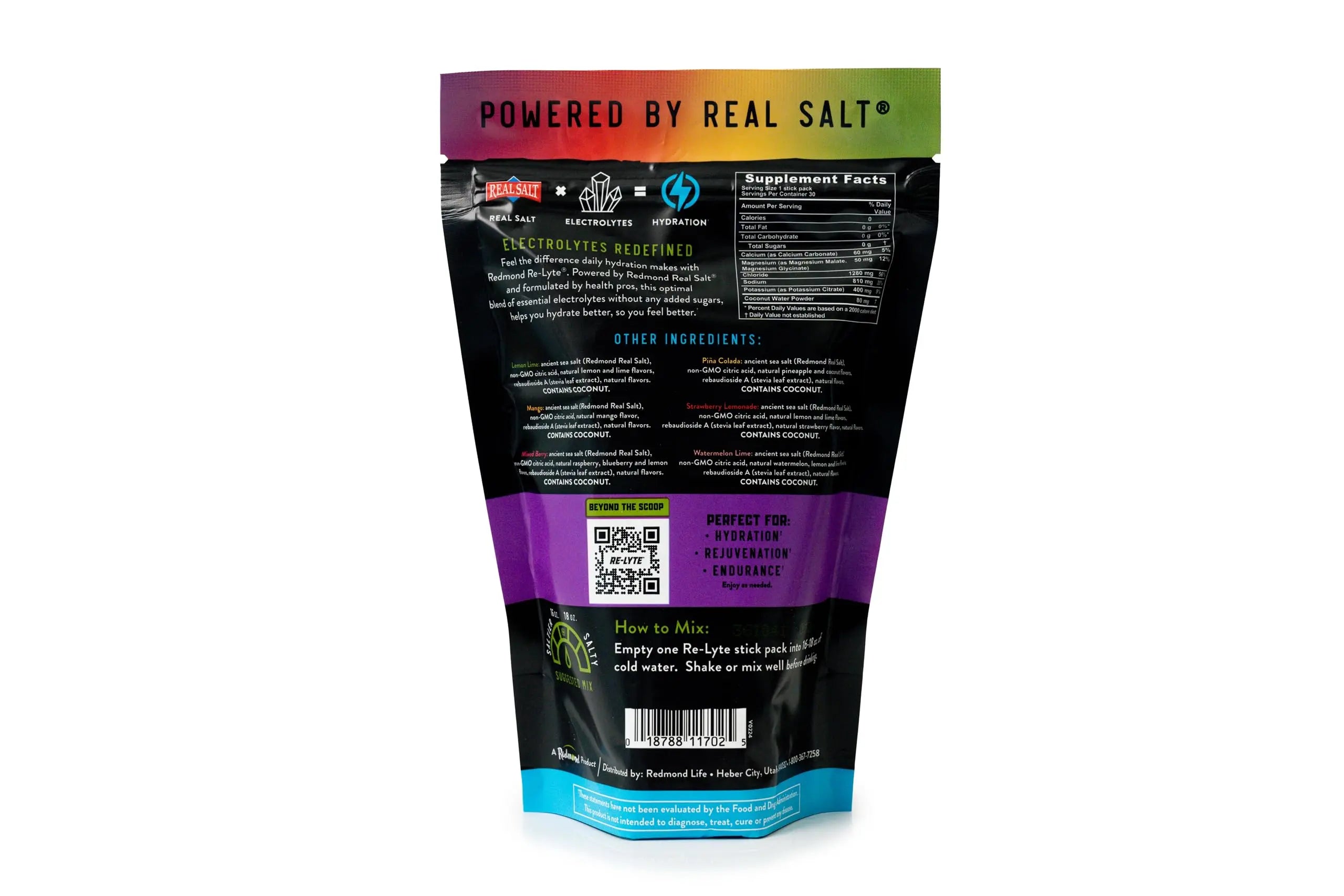 REDMOND Re-Lyte Hydration Electrolyte Powder Mix, Variety Pack, 30 Stick Packs REDMOND uk supplements