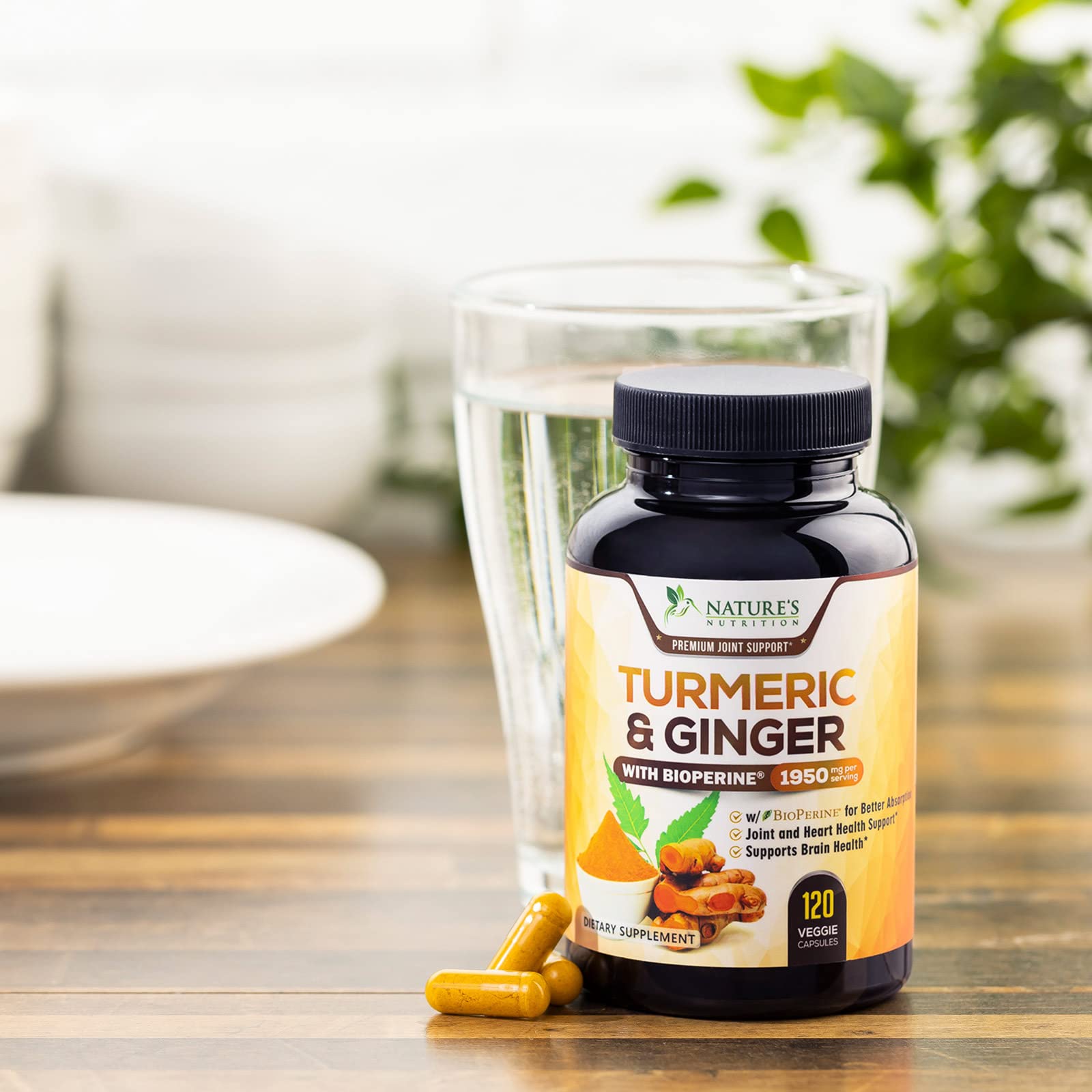 Turmeric Curcumin with BioPerine & Ginger 95% Standardized Curcuminoids Nature's Nutrition uk supplements