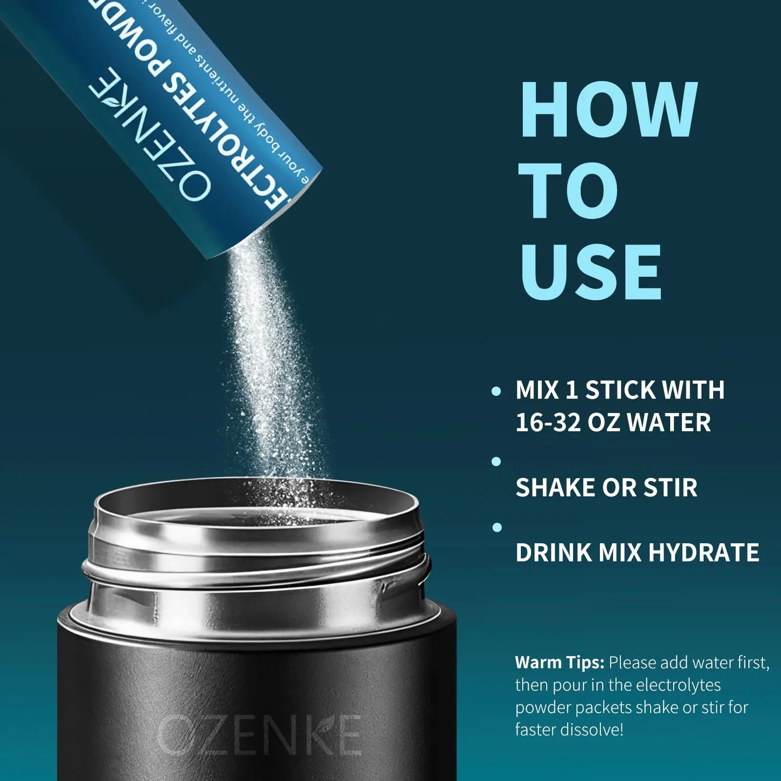 OZENKE Electrolytes Powder Packets, 30 Sticks Hydration Packets Sugar Free, Electrolyte Drink Mix Travel Electrolyte Packets OZENKE uk supplements