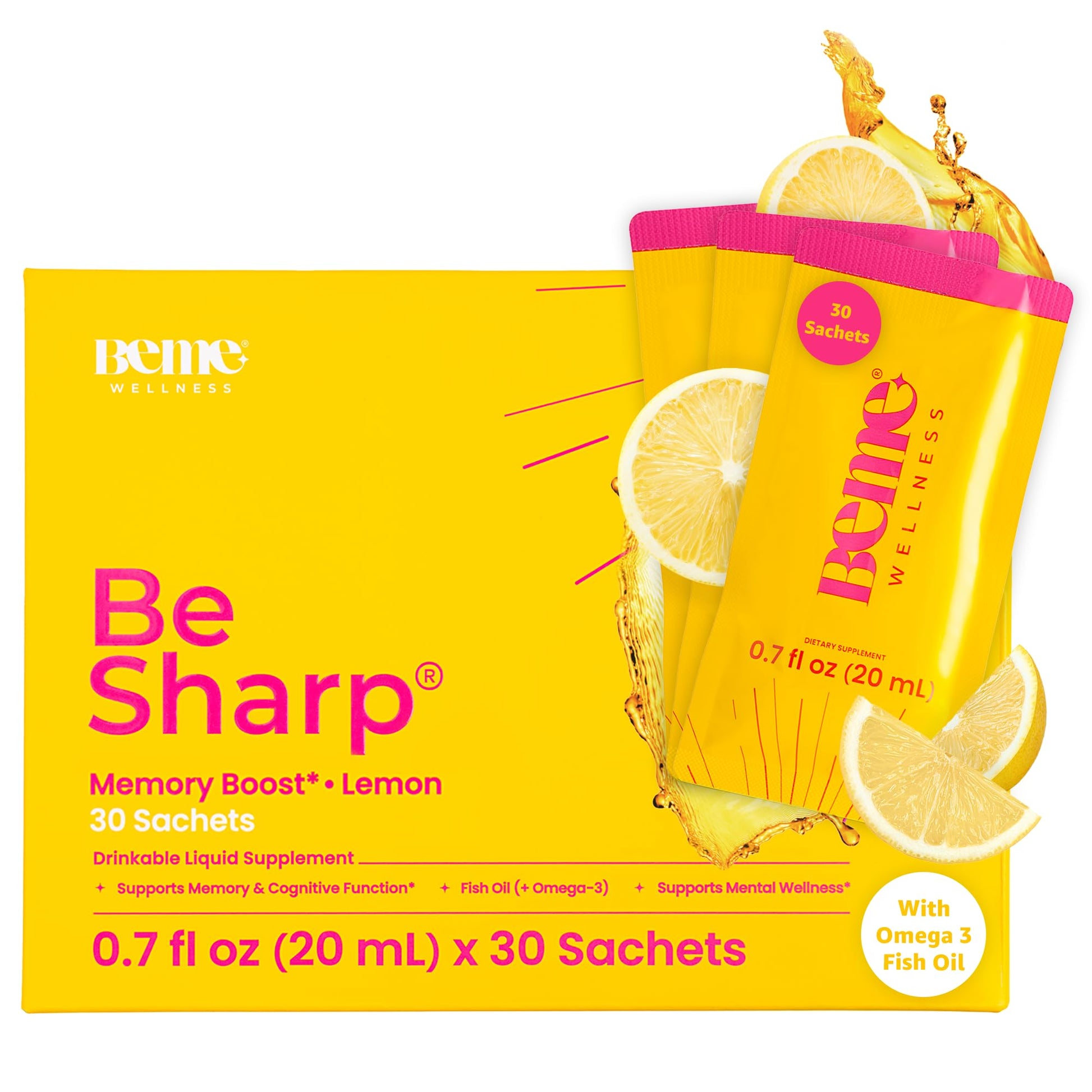 BeMe Liquid Omega 3 Fish Oil - Turmeric Curcumin, Lemon Balm Extract & Omega 3 Supplement for Women - Patented EPAX® for Quick Absorption & high bioavailability - Supports Memory & Brain Health BeMe uk supplements