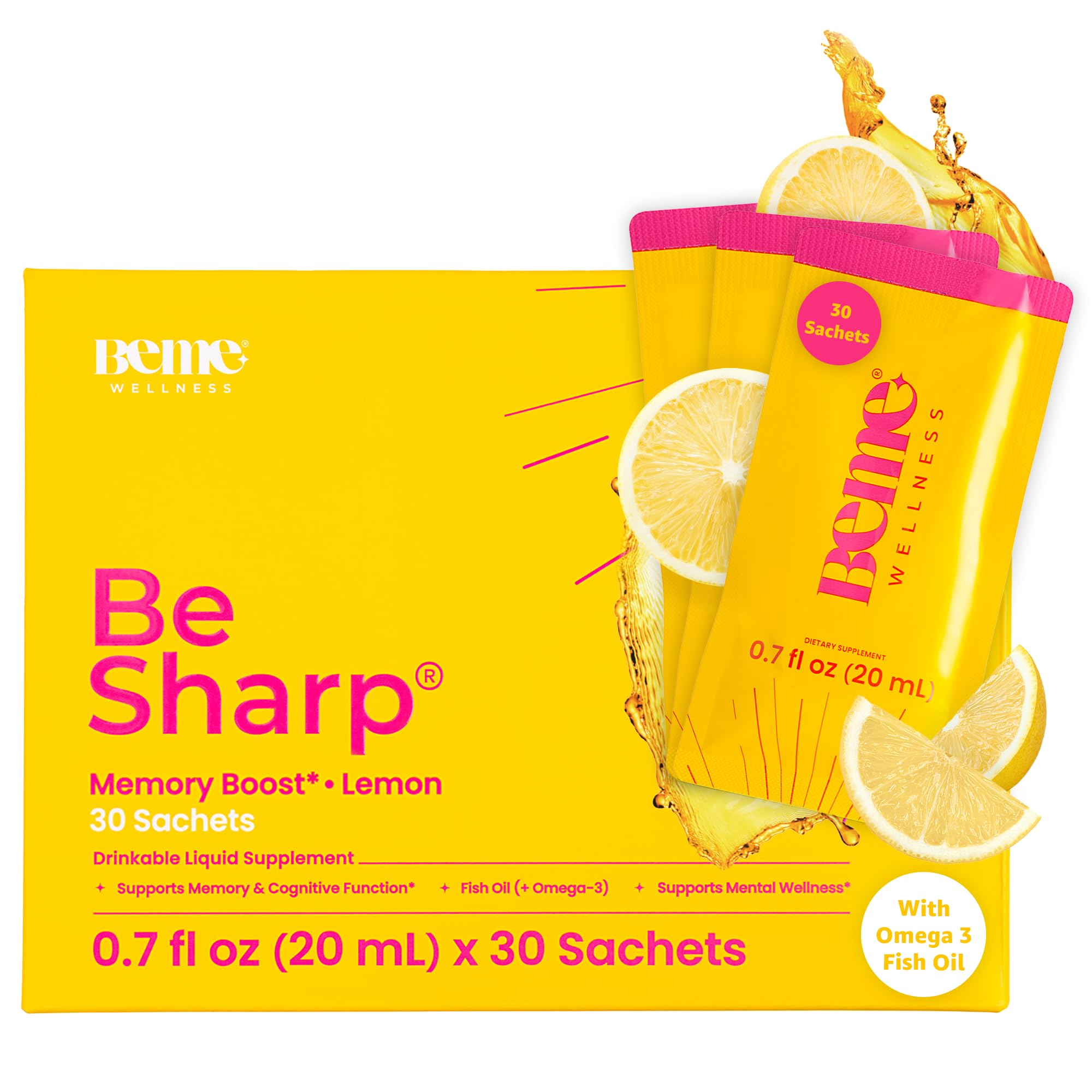 BeMe Liquid Omega 3 Fish Oil - Turmeric Curcumin, Lemon Balm Extract & Omega 3 Supplement for Women - Patented EPAX® for Quick Absorption & high bioavailability - Supports Memory & Brain Health BeMe uk supplements