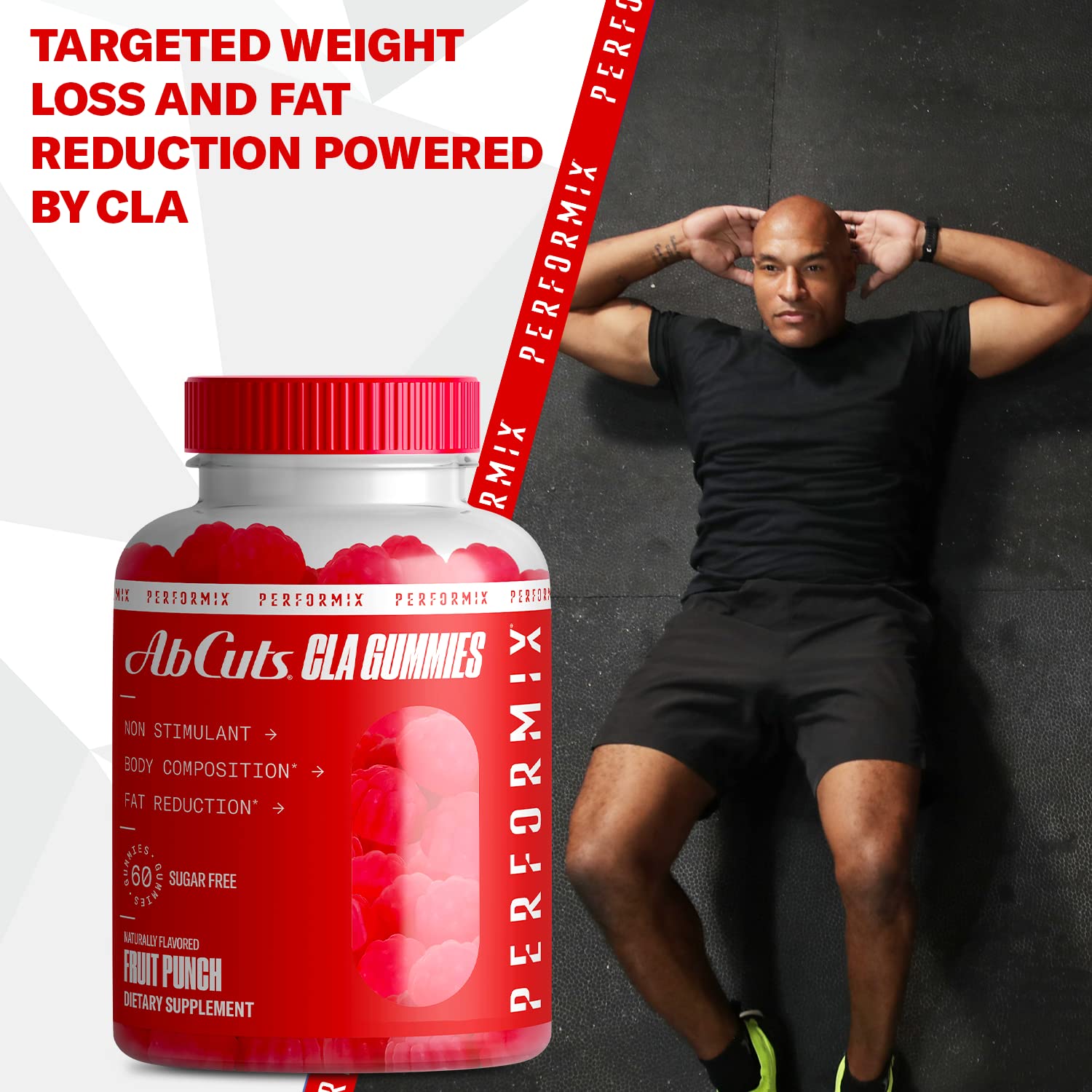 PERFORMIX AbCuts CLA Gummies - 60 Gummies, Fruit Punch - Non-Stimulant PERFORMIX uk supplements