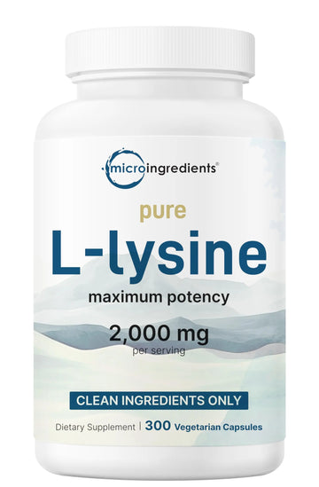 Pure L-Lysine 2,000mg, 300 Veggie Capsules | Maximum Potency, Easily Absorbed, Free Form | Essential Amino Acid for Collagen, Lip, & Immune Support Micro Ingredients uk supplements