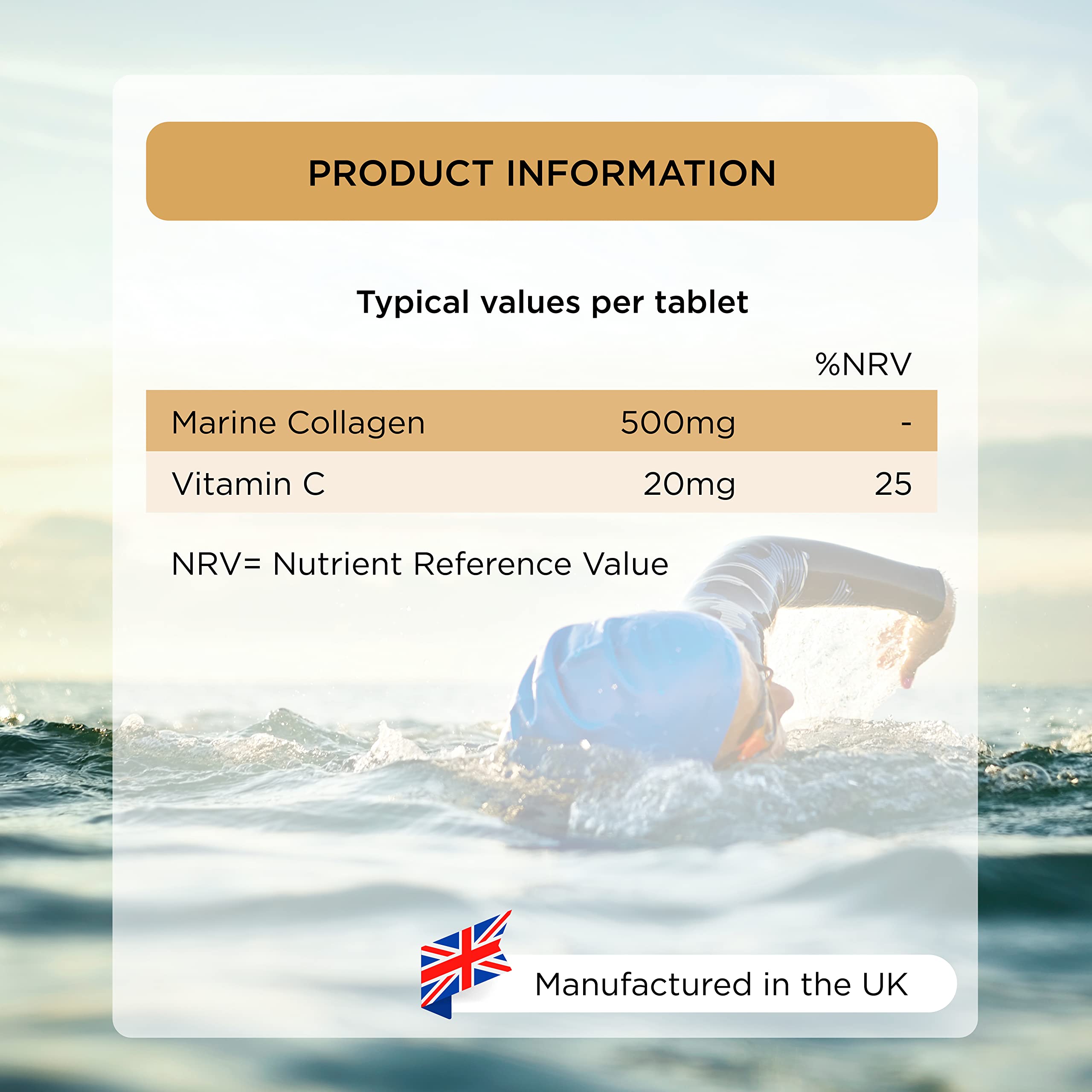 Healthspan Marine Collagen 500mg (120 Tablets) | Hydrolysed Type I Marine Collagen healthspan uk supplements