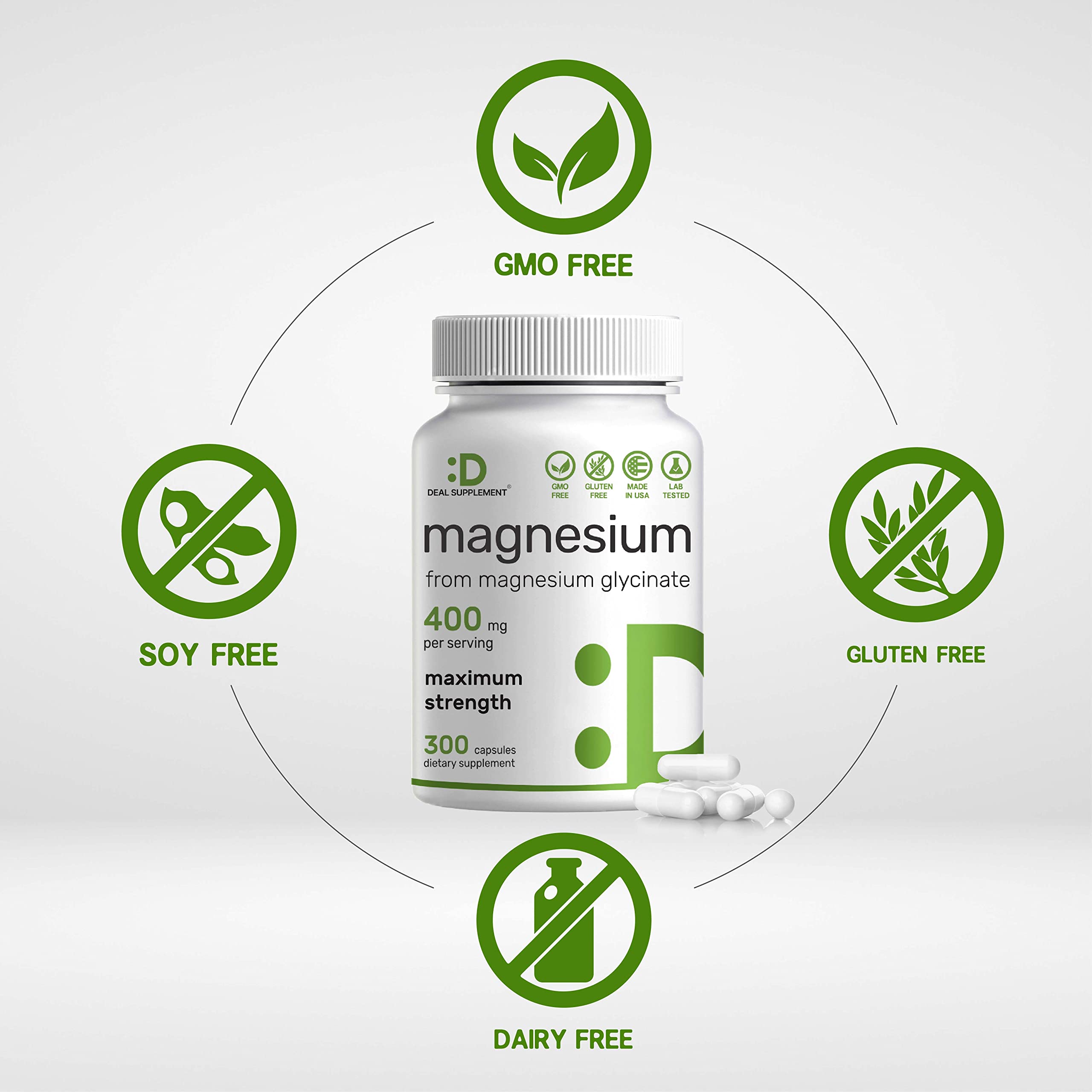 Magnesium Glycinate 400mg, 300 Capsules | 100% Chelated for Easy Absorption | Essential Mineral Supplement for Muscle, Sleep, & Heart Health* DEAL SUPPLEMENT uk supplements