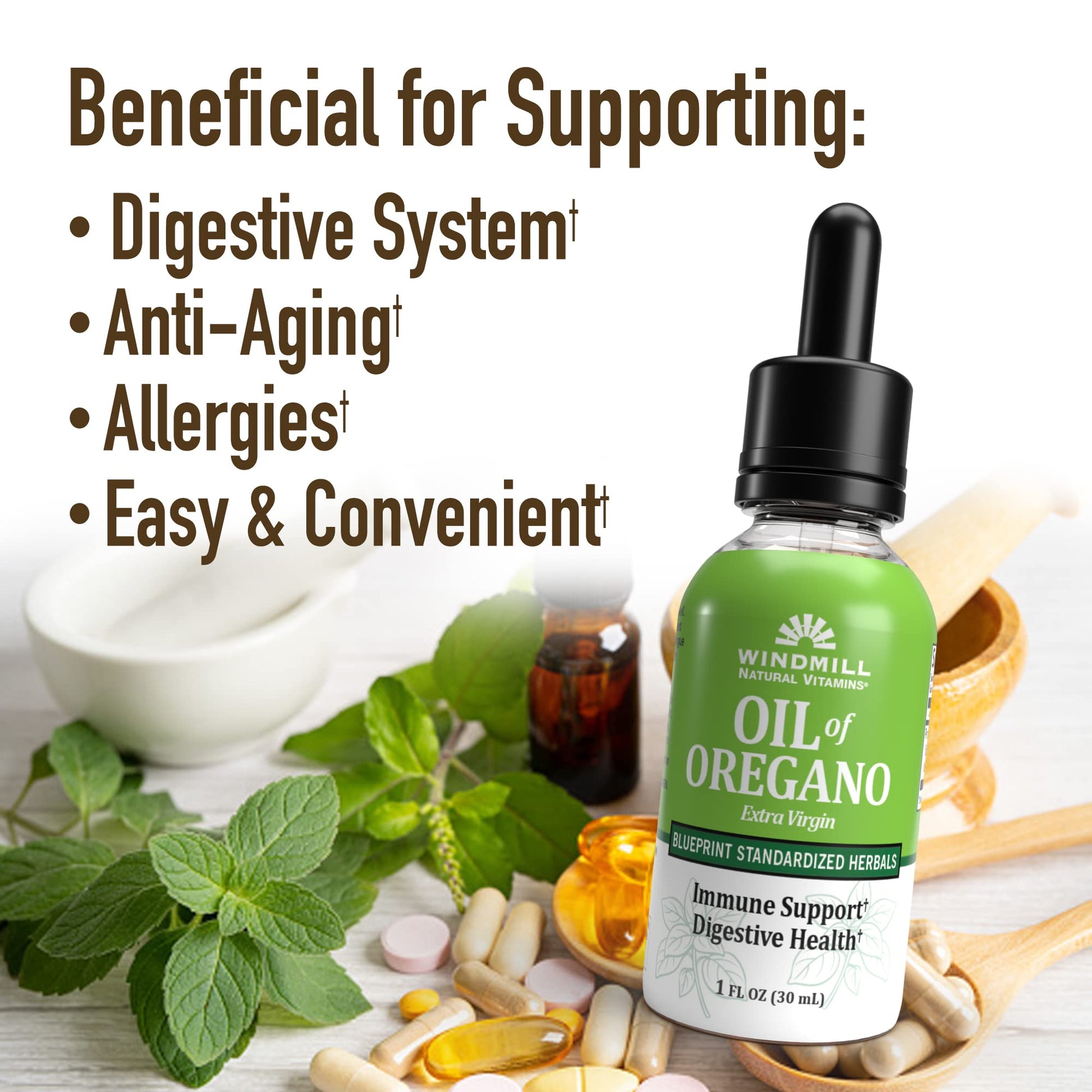 Windmill Natural Vitamins Oil of Oregano, Herbal Blend for Immune Support, Supports Digestive Health, 1 fl oz, 448 Servings Windmill uk supplements