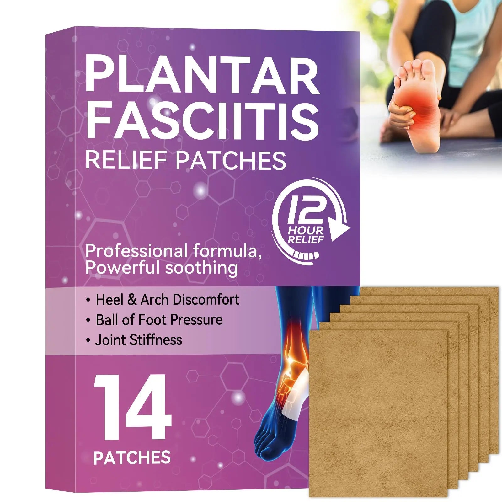 Mosconly Plantar Fasciitis Relief 14 Pcs, Natural Heel Discomfort Relief for Plantar Fasciitis, 12 Hour Maximum Strength Deep Hot, Soothing of Joint Soreness for Heel Discomfort Mosconly uk supplements