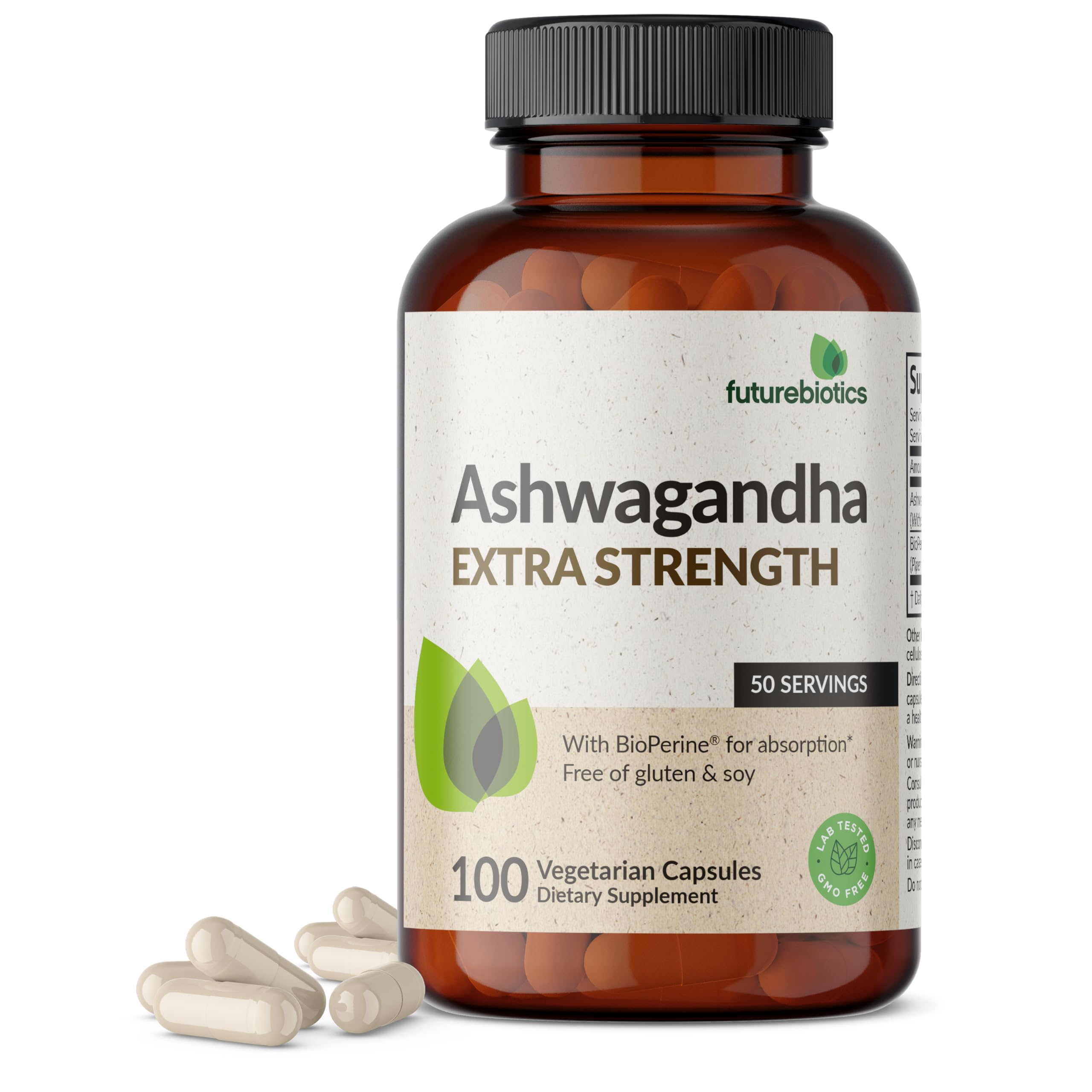 Futurebiotics Ashwagandha Extra Strength Stress & Mood Support with BioPerine - Non GMO Formula, 100 Vegetarian Capsules Futurebiotics uk supplements
