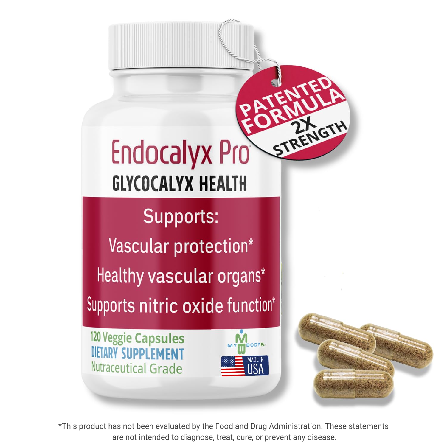 MYBODYRX Endocalyx Pro Supplement – Endothelial Glycocalyx Support 120 Capsules - Vascular & Microcirculation Health – Clinically-Studied – Patented – Supports Nitric Oxide Functions MYBODYRX uk supplements
