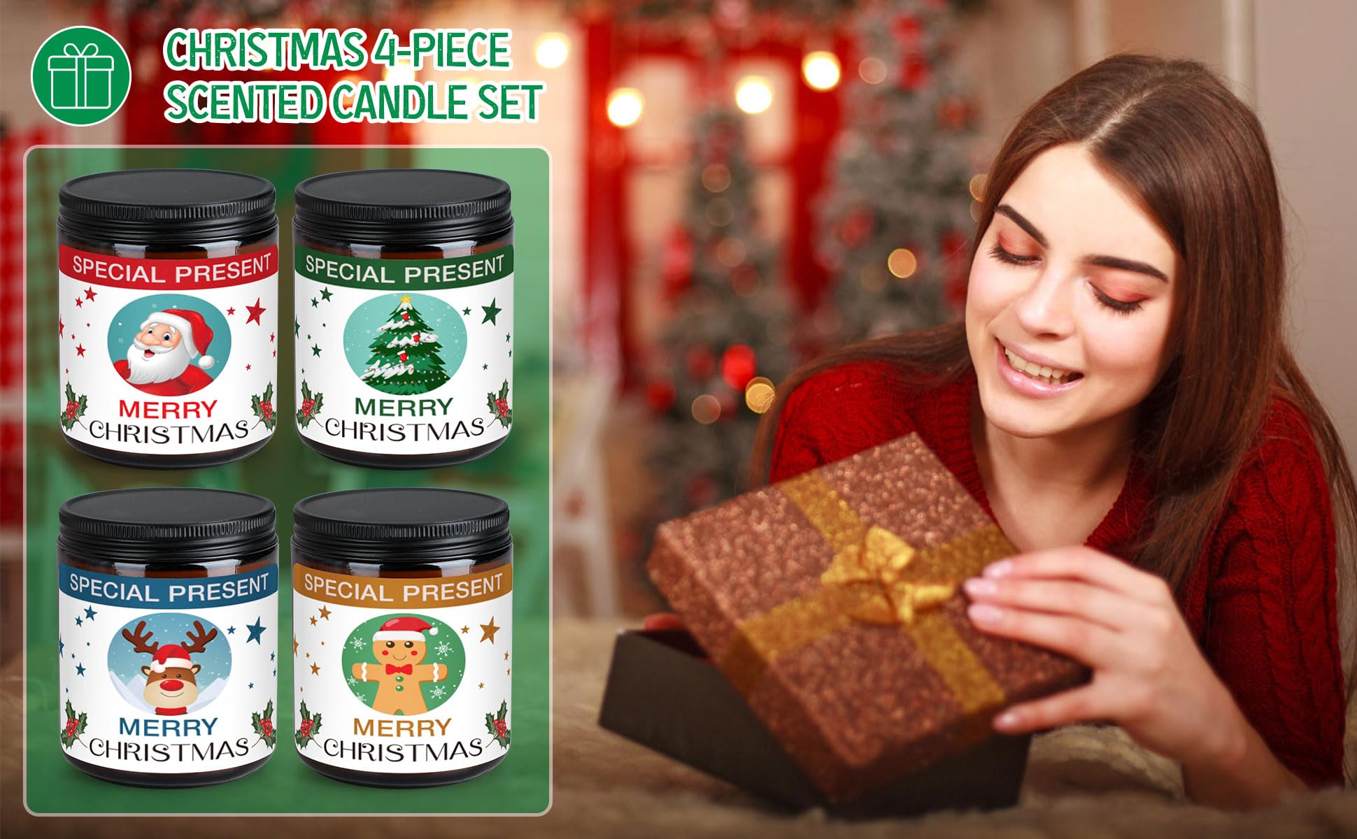 Christmas Candle Set Scented Candle Gift Set, 4 Pack 28 oz Christmas Scented Candles Over 180 Hours YINUO LIGHT uk supplements