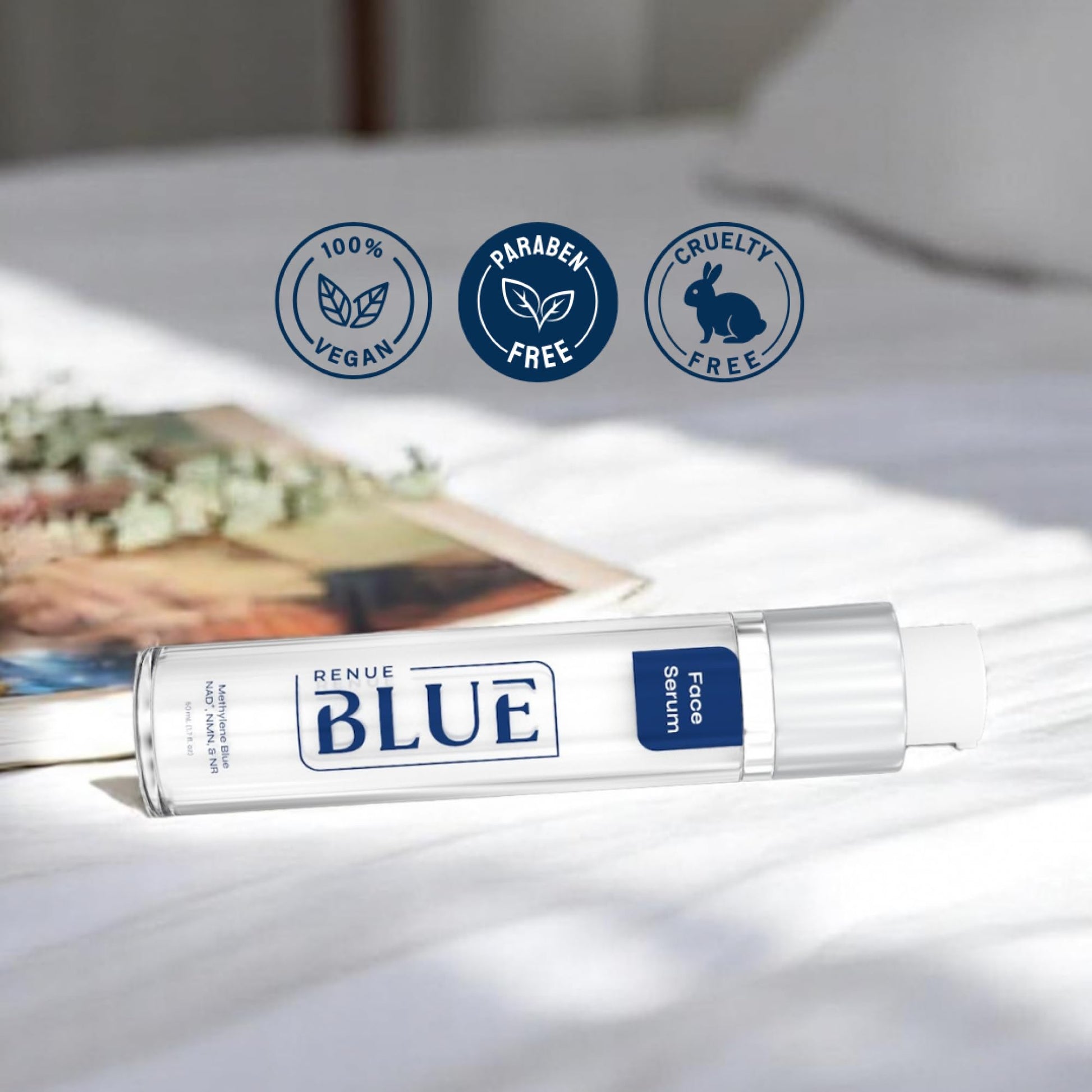 Renue Blue Methylene Blue Face Serum - Liposomal NAD+ Complex and Nutrients for Skin Rejuvenation, Deep Hydration, and Anti-Aging Support Renue By Science uk supplements