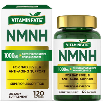 VITAMINFATE NMNH Supplement 1000 mg - 120 Capsules | NMN Alternative | Supports Anti-Aging, Cellular Energy and Repair, Metabolism & Brain Boost VITAMINFATE uk supplements