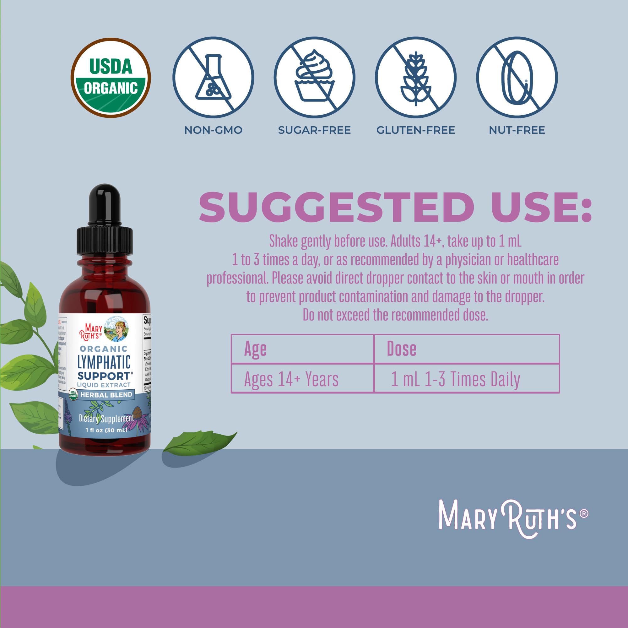 Lymphatic Support Drops by MaryRuth's | USDA Organic Lymphatic Cleanse Immune Support Supplement| Lymphatic Support with Echinacea & Elderberry | Blue Vervain | Vegan | Non-GMO | 30 Servings MARYRUTH'S uk supplements