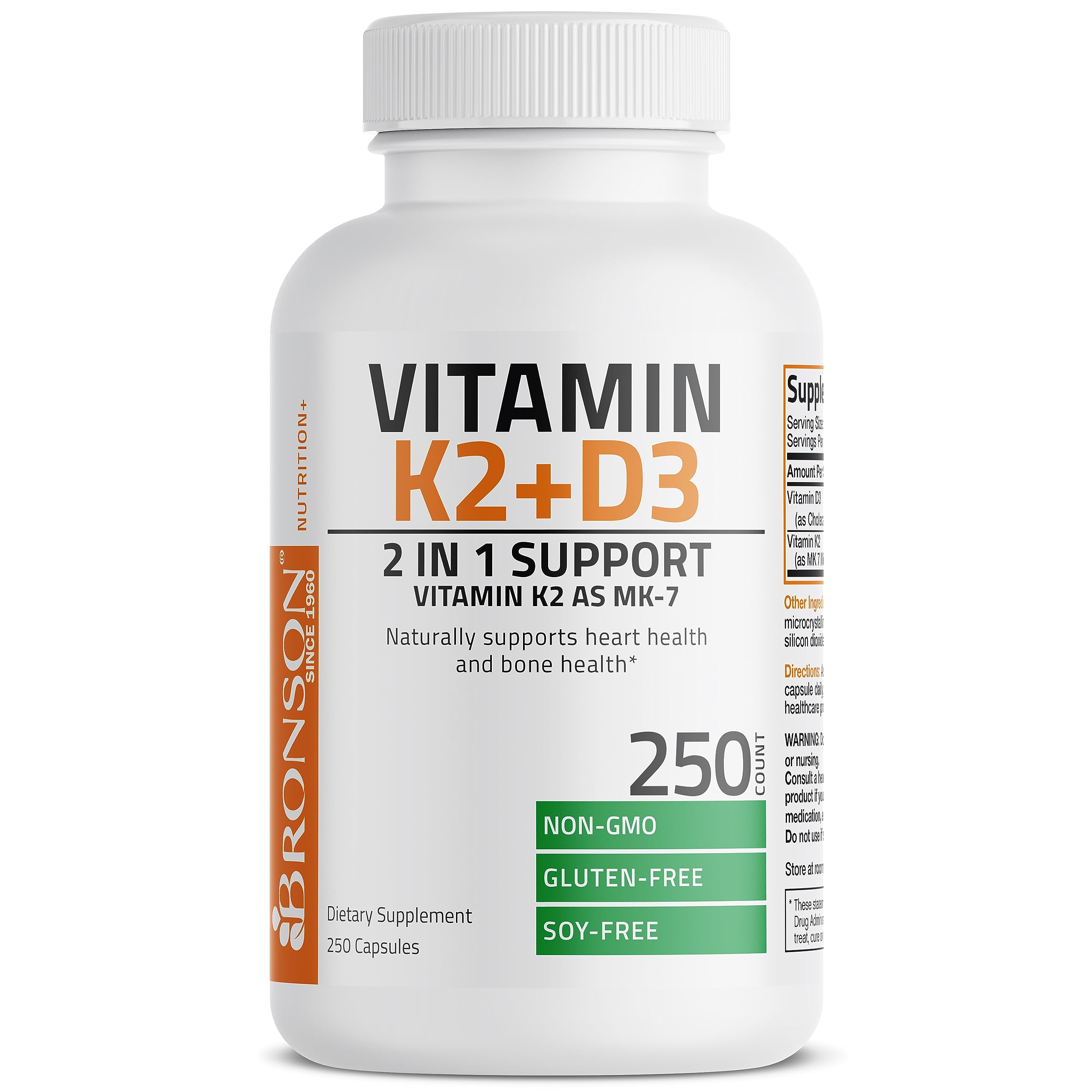 Bronson Vitamin K2 (MK7) with D3 Supplement Bone and Heart Health Non-GMO Bronson uk supplements