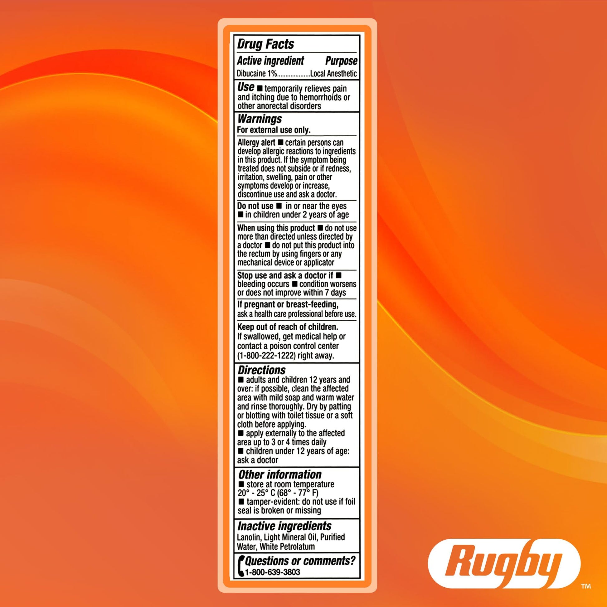 Rugby Dibucaine Topical Anesthetic 1% Hemorrhoid Ointment - Pain Relief Cream for Itching and Burning, Hemorrhoid Treatment, Anti Itch Cream 1 Oz (3 Pack) RUGBY LABORATORIES uk supplements