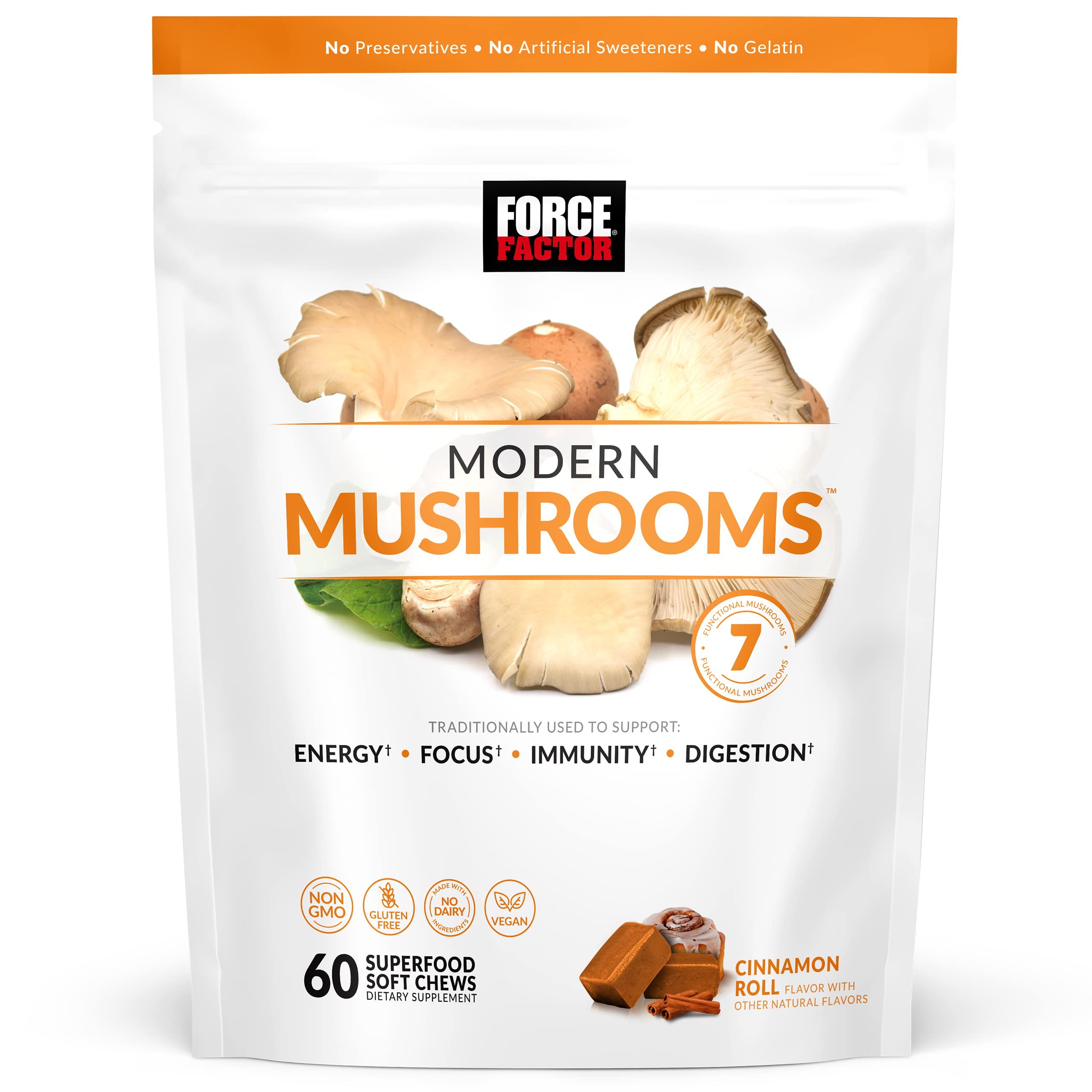 FORCE FACTOR Modern Mushrooms Soft Chews, Mushroom Supplement with Lions Mane Force Factor uk supplements