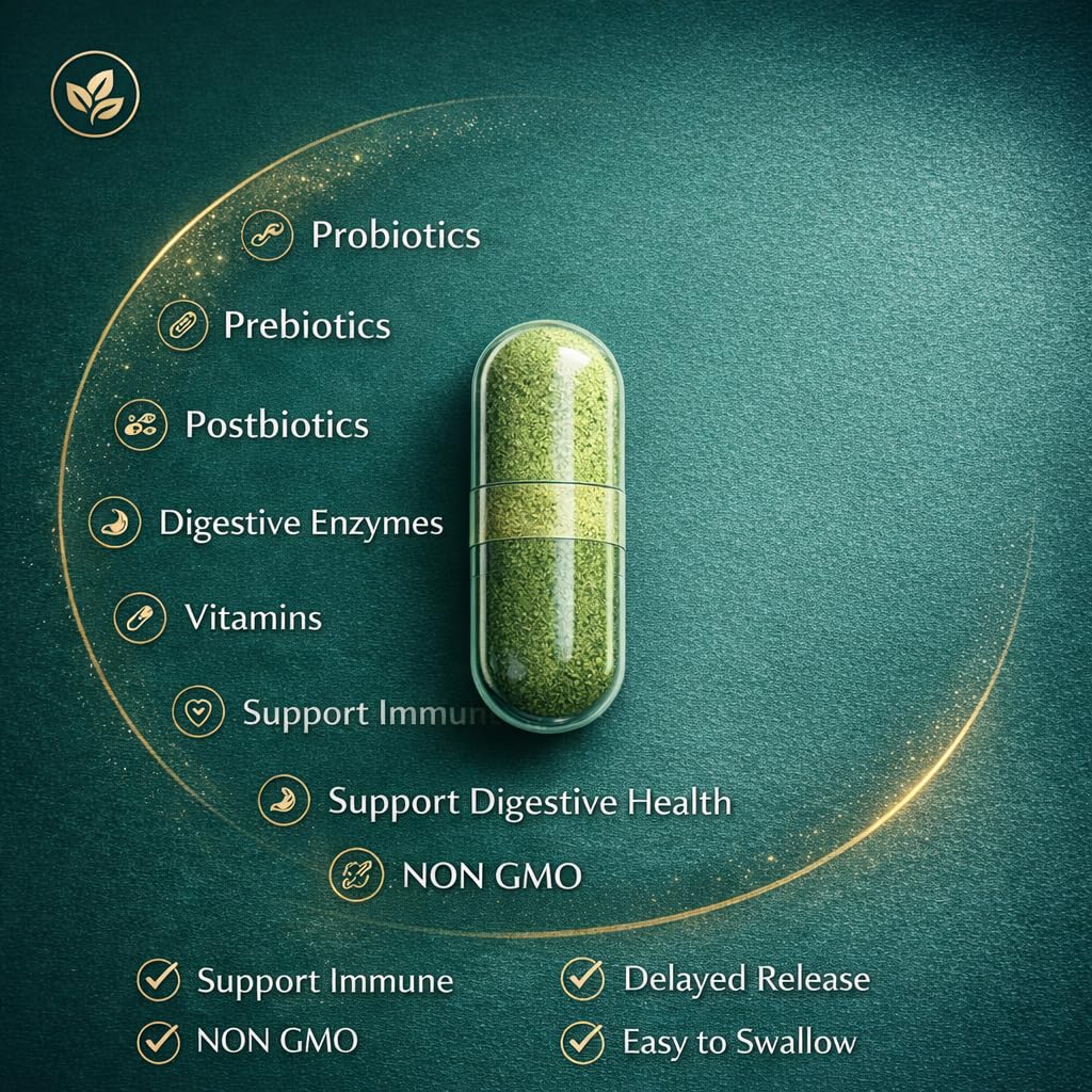 NATURAL NEED™ Gut Health – 5-in-1 Formula with Probiotics, Prebiotics, Postbiotics, Enzymes & Vitamins (C,D3,B12,Zinc) – Delayed Release Capsule – Supports Overall Digestion, Immunity & Gut – 60 Vegan NATURAL NEED uk supplements