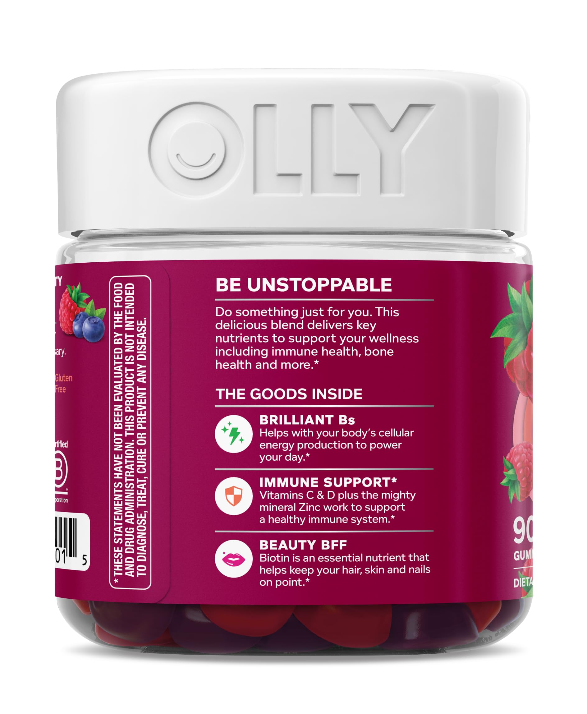 OLLY Women's Multivitamin Gummy, Vitamins A, D, C, E, Biotin, Folic Acid, Adult Chewable Vitamin, Berry Flavor OLLY uk supplements