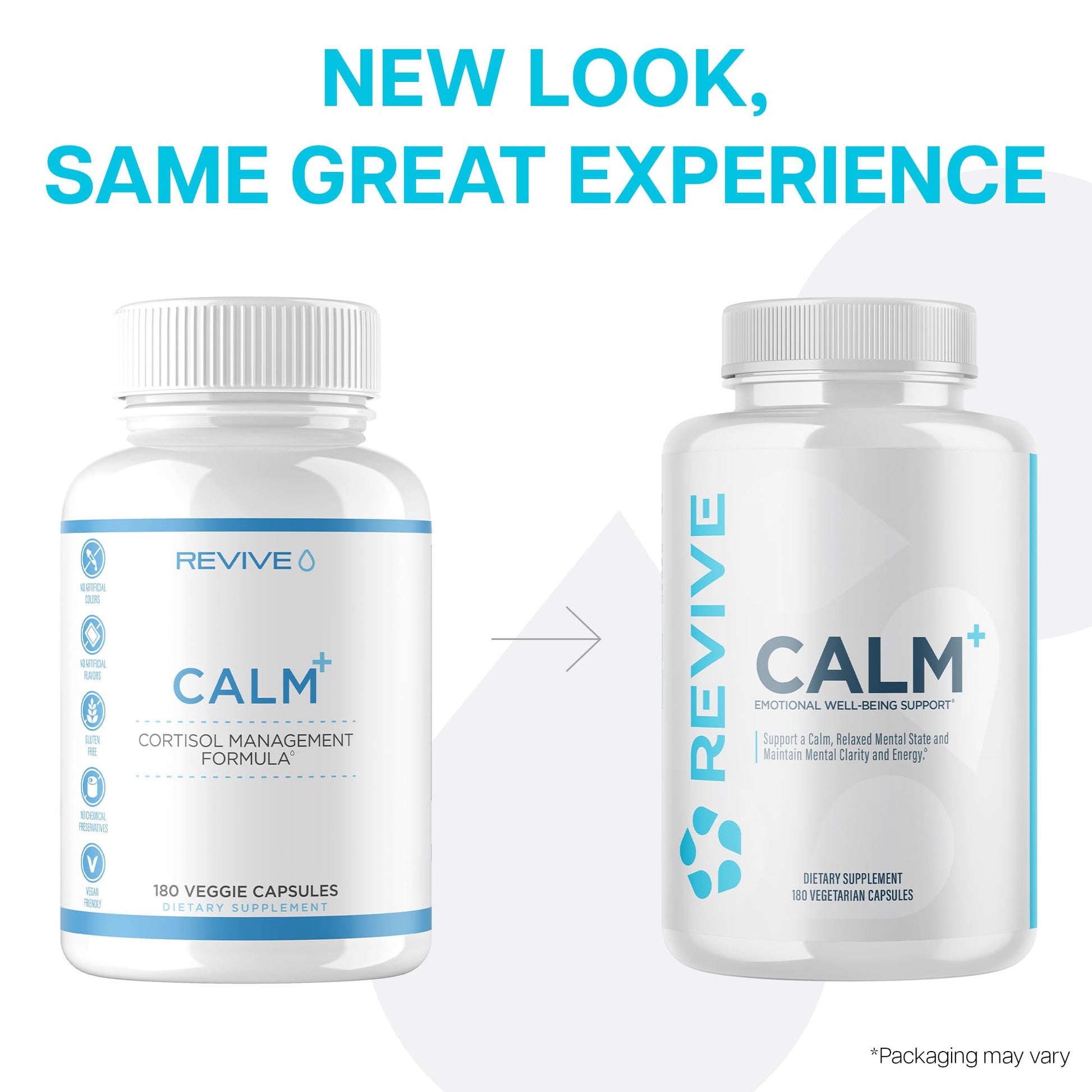 Revive MD Calm, Emotional Well-Being Support Supplement - Stress Management for Men & Women - Mood Enhancement Supplement Promotes Relaxation with L-Theanine, GABA & 5-HTP (180 Capsules, 30 Servings) Revive uk supplements