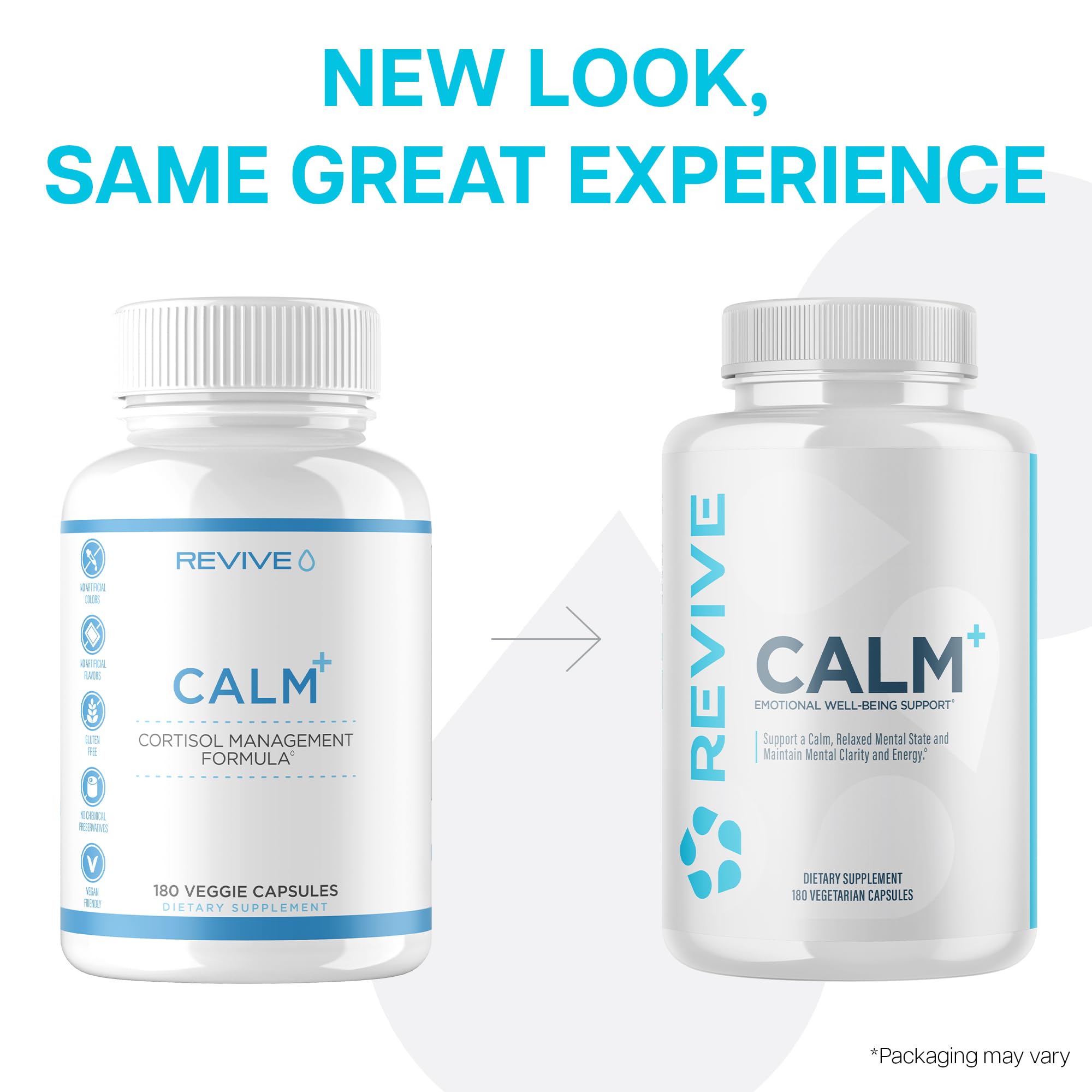 Revive MD Calm, Emotional Well-Being Support Supplement - Stress Management for Men & Women - Mood Enhancement Supplement Promotes Relaxation with L-Theanine, GABA & 5-HTP (180 Capsules, 30 Servings) Revive uk supplements