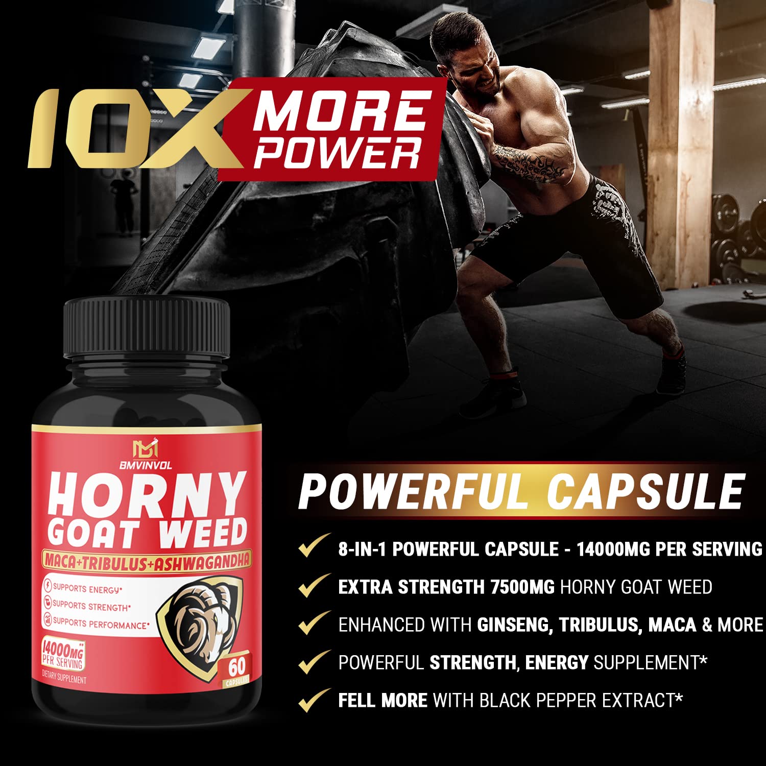 BMVINVOL Horny Goat Weed Capsules, Boost Energy,14000mg Herbal BMVINVOL uk supplements