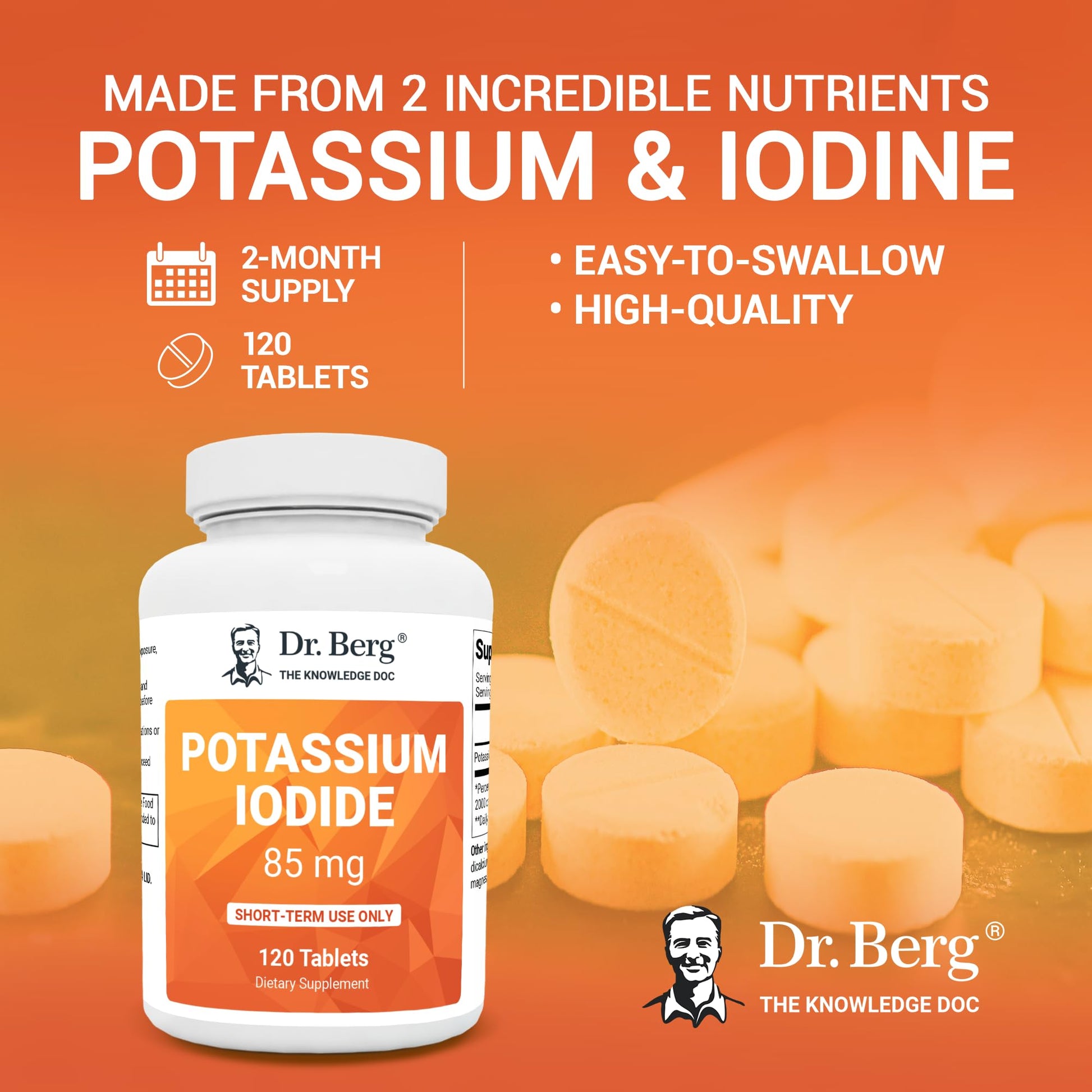 Dr. Berg's Incredible Potassium Iodide Tablets - Now 120 Tablets with a Smaller Easy Dr. Berg Nutritionals uk supplements