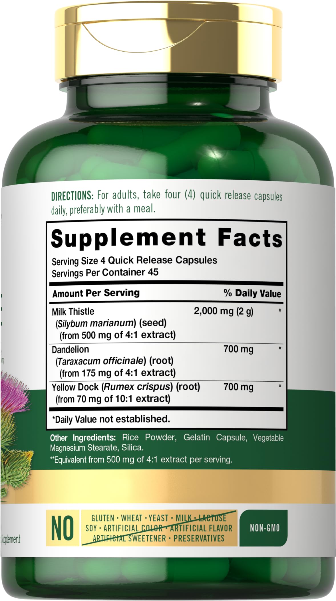 Carlyle Milk Thistle 2000mg | 180 Capsules | with Dandelion & Yellow Dock | Non-GMO Carlyle uk supplements