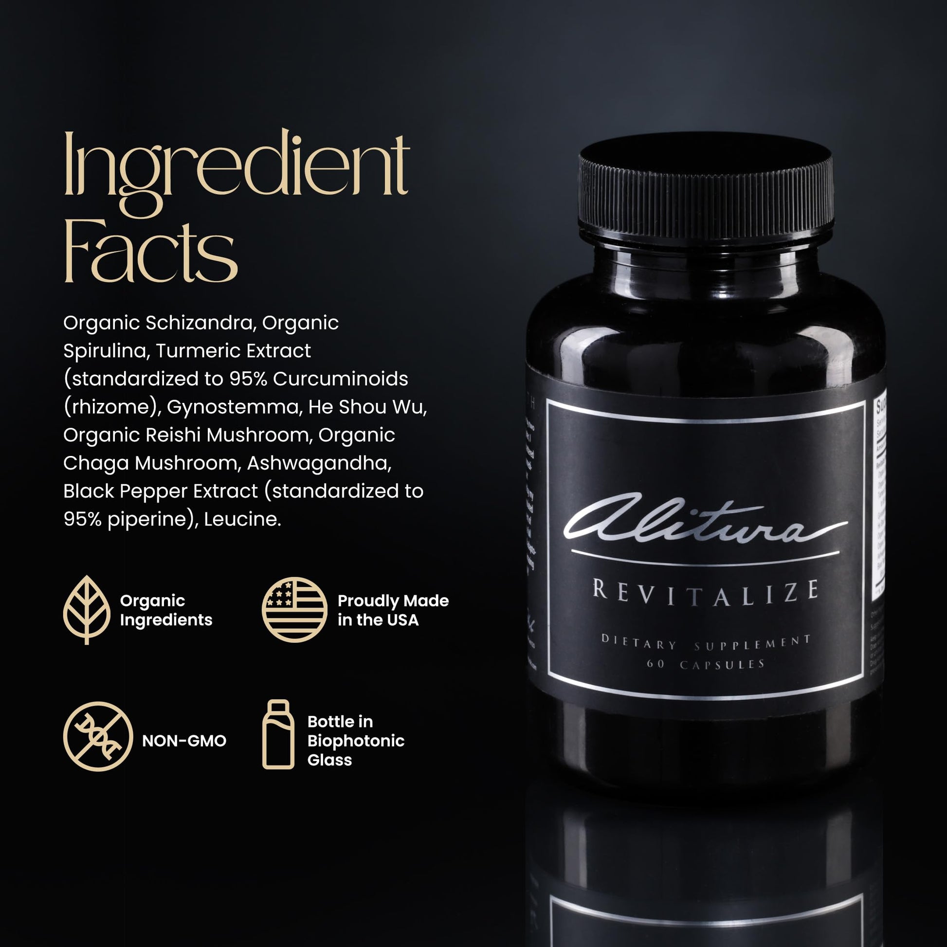 Alitura Revitalize – Organic Ashwagandha & Turmeric Supplement – Natural Energy, Mood & Recovery Support for Men & Women – Adaptogenic Herbs for Daily Wellness – 60 Capsules Alitura uk supplements