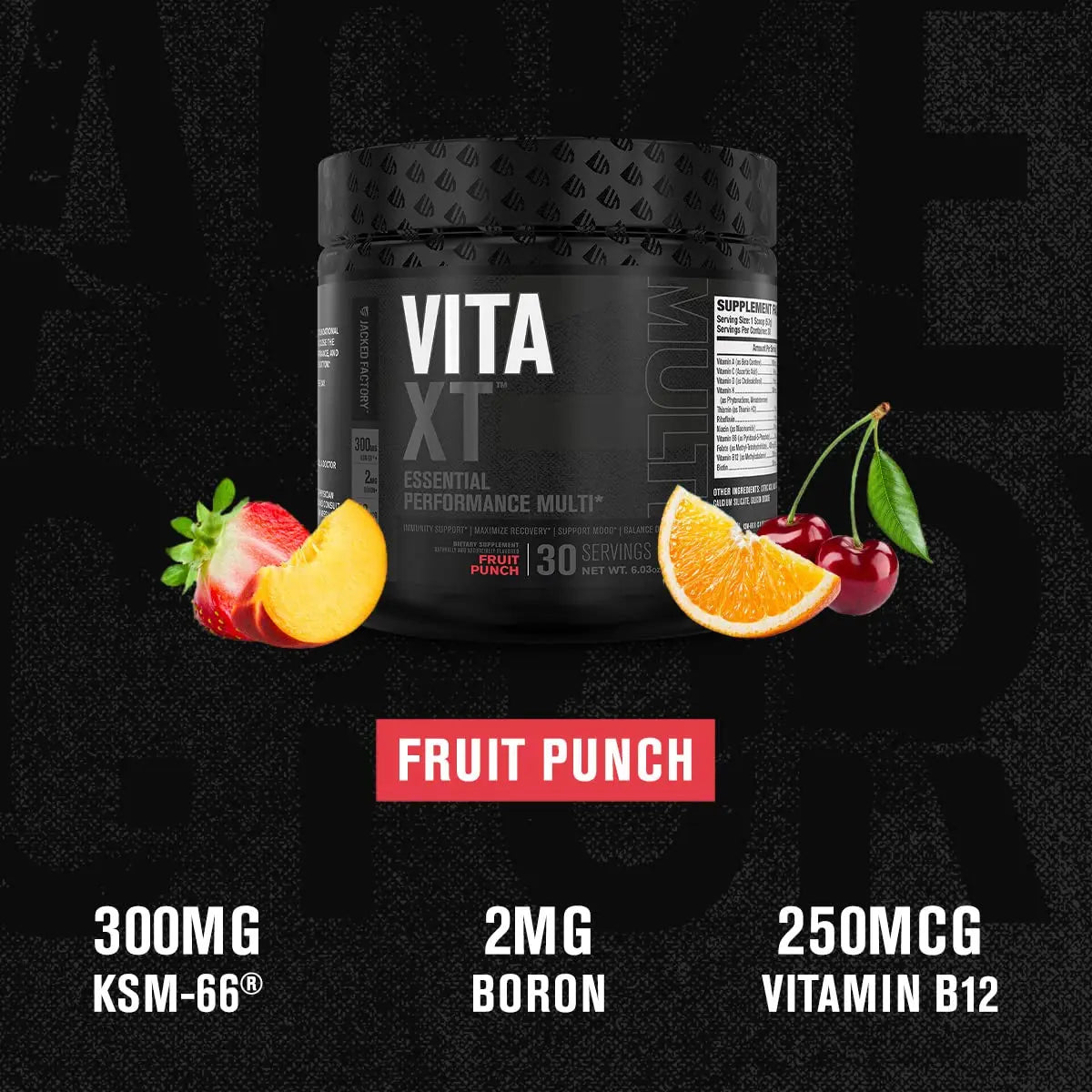Jacked Factory Vita XT Performance Vitamin Powder - Daily Multivitamin Powder for Men with KSM-66 Ashwagandha, Prebiotic Fiber Jacked Factory uk supplements