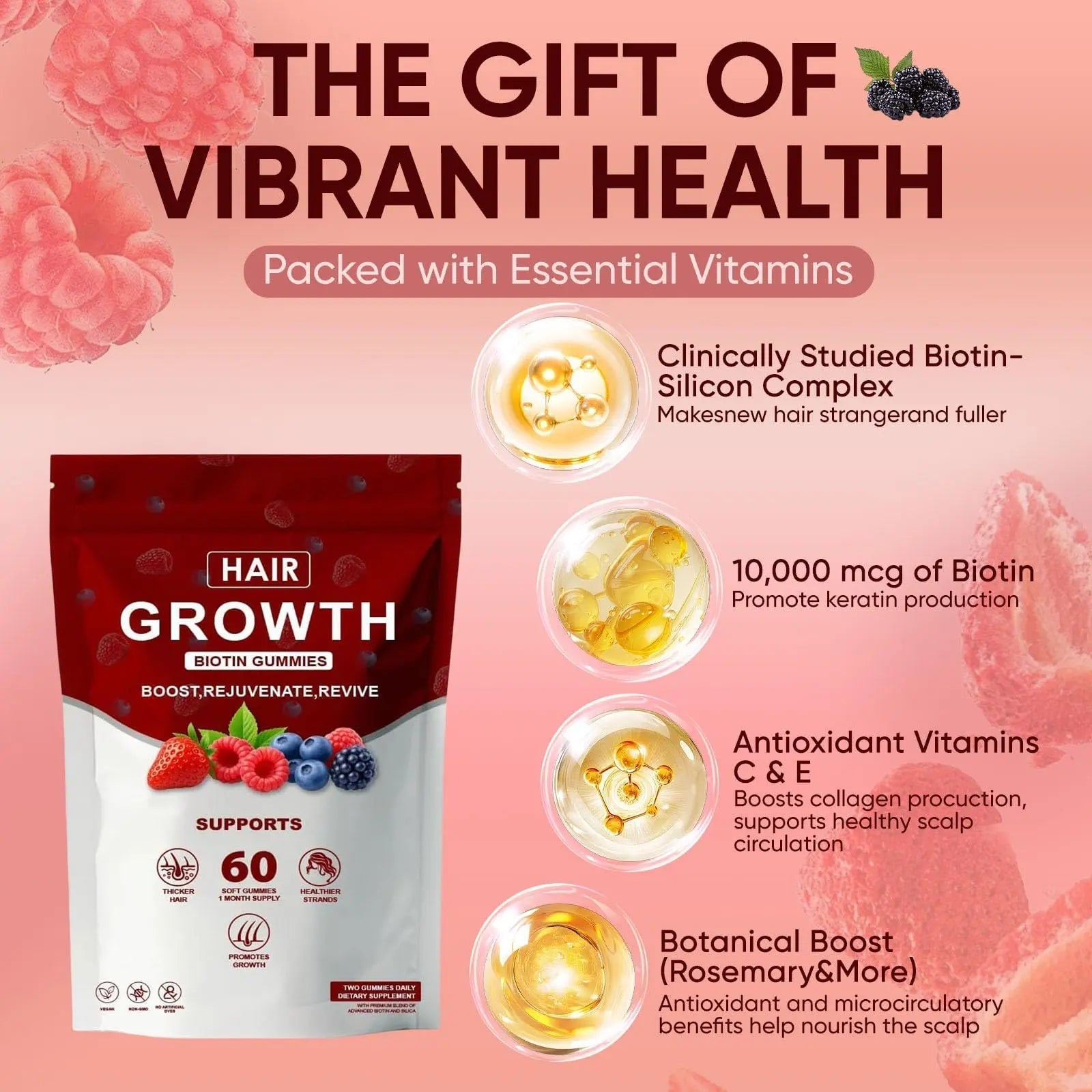Neonomicon Lumin Hair Growth Gummies – with Biotin, Vitamin C & E, Rosemary, Saw Palmetto – Supports Healthy Hair Growth & Strength Neonomicon uk supplements