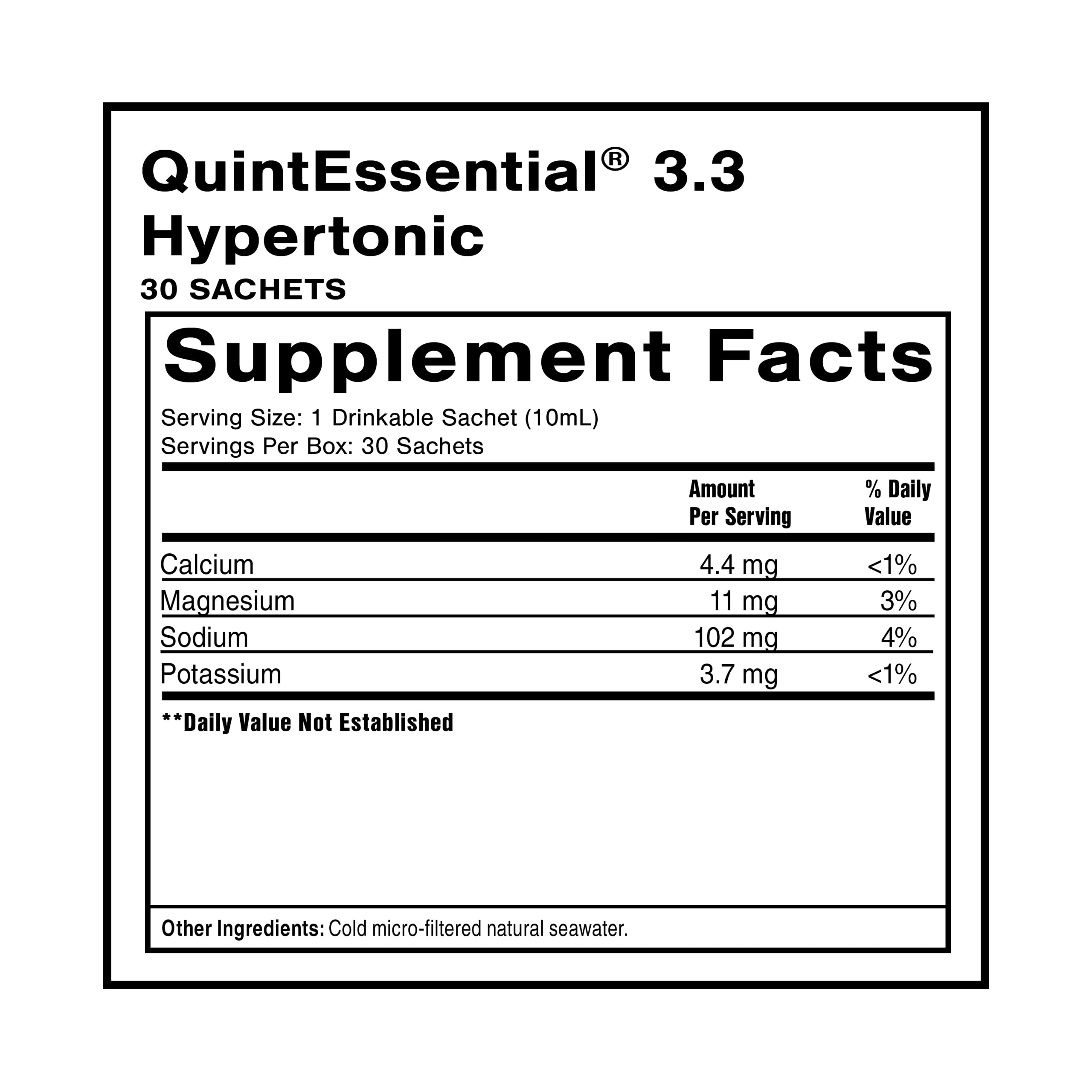 Quicksilver Scientific Quintessential 3.3 Sachets - Hypertonic Solution - Filtered Sea Water Hydration Packets - Liquid Minerals for Muscle Recovery, Stamina + Mineral Replenishment (30 Count) Quicksilver Scientific uk supplements
