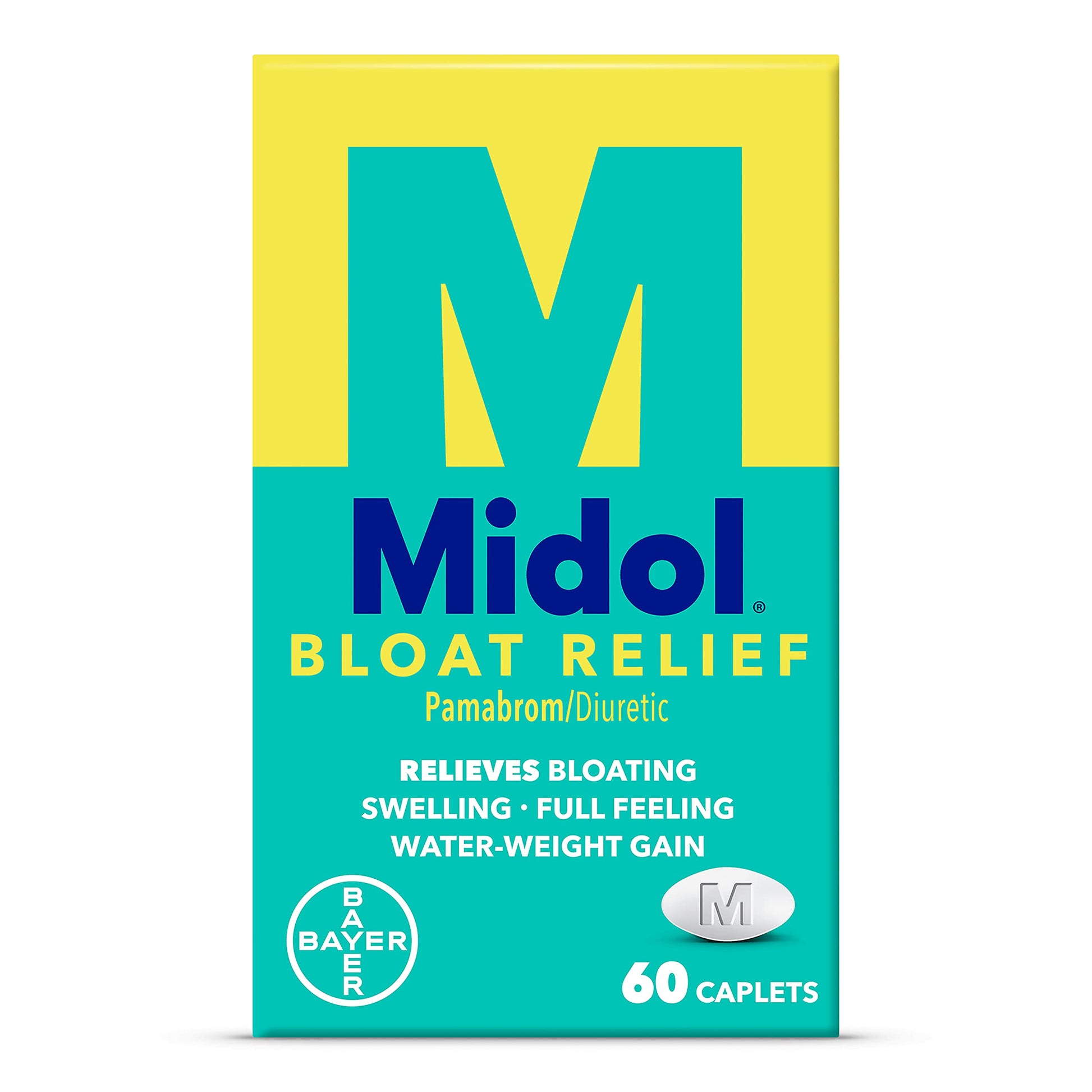 Midol Bloat Relief Caplets with Pamabrom, Relieve Bloating Symptoms Before and During Your Period, Provides Up to 6 Hours of Relief for Women, 60 Count Midol uk supplements