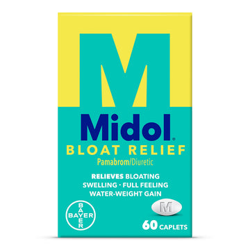 Midol Bloat Relief Caplets with Pamabrom, Relieve Bloating Symptoms Before and During Your Period, Provides Up to 6 Hours of Relief for Women, 60 Count Midol uk supplements