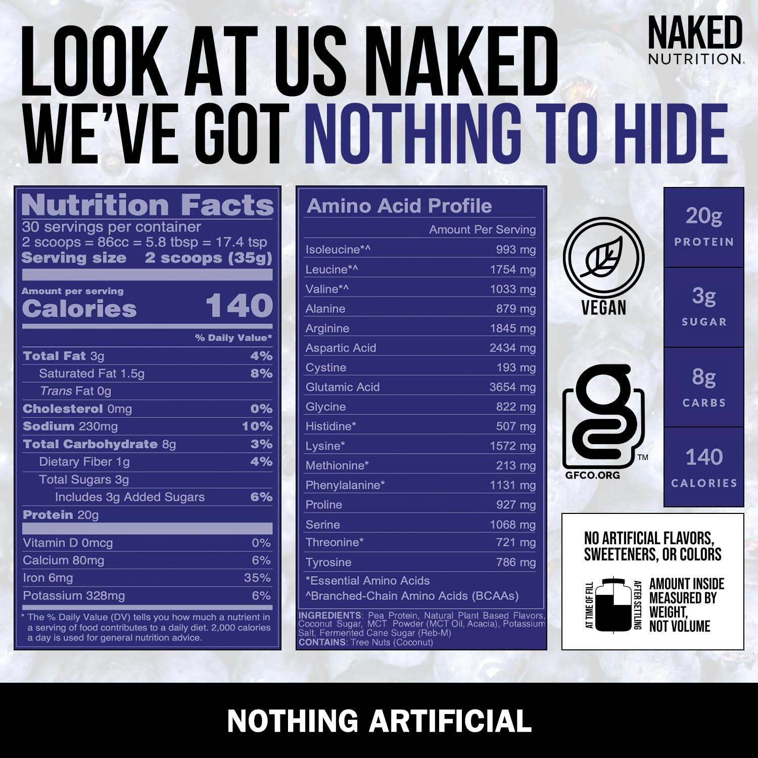 Naked Shake - Blueberry Muffin Protein Powder - Flavored Plant Based Protein Naked Nutrition uk supplements