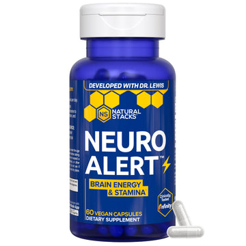 NATURAL STACKS NeuroAlert - 200mg Paraxanthine Energy Supplement - Caffeine Free Focus w/ 500mg L-Tyrosine & 100mg L-Theanine - 10mg NADH for Cellular Energy Support - 60 Paraxanthine Capsules NATURAL STACKS uk supplements