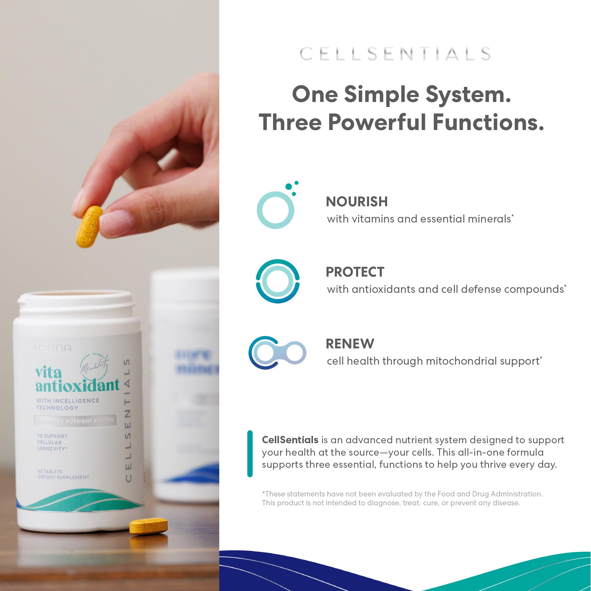 USANA CellSentials - Core Minerals and Vita Antioxidant with InCelligence Technology to Support Total Body Health* - 112 Tablets Per Bottle - 28 Day Supply USANA uk supplements