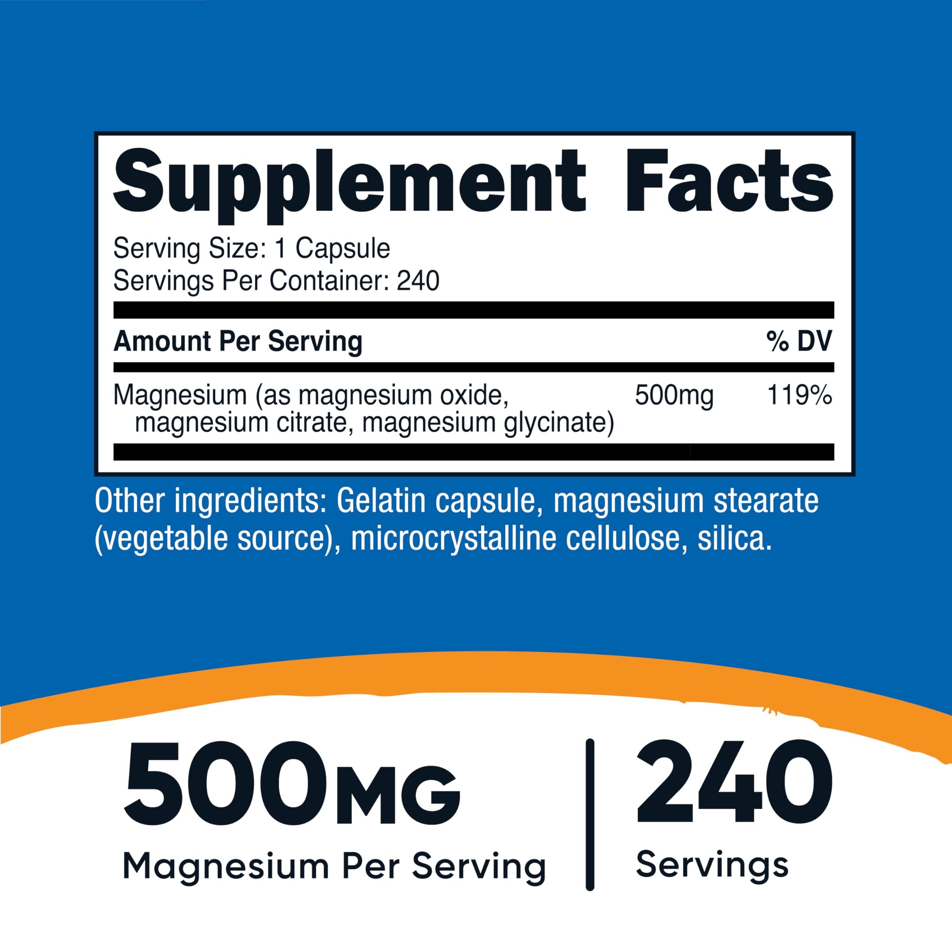 Nutricost Magnesium Complex 500mg, 240 Capsules - Magnesium Oxide, Citrate, and Glycinate - Gluten Free and Non-GMO Nutricost uk supplements