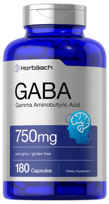 GABA 750mg | 180 Capsules | Gamma Aminobutyric Acid Supplement Horbäach uk supplements