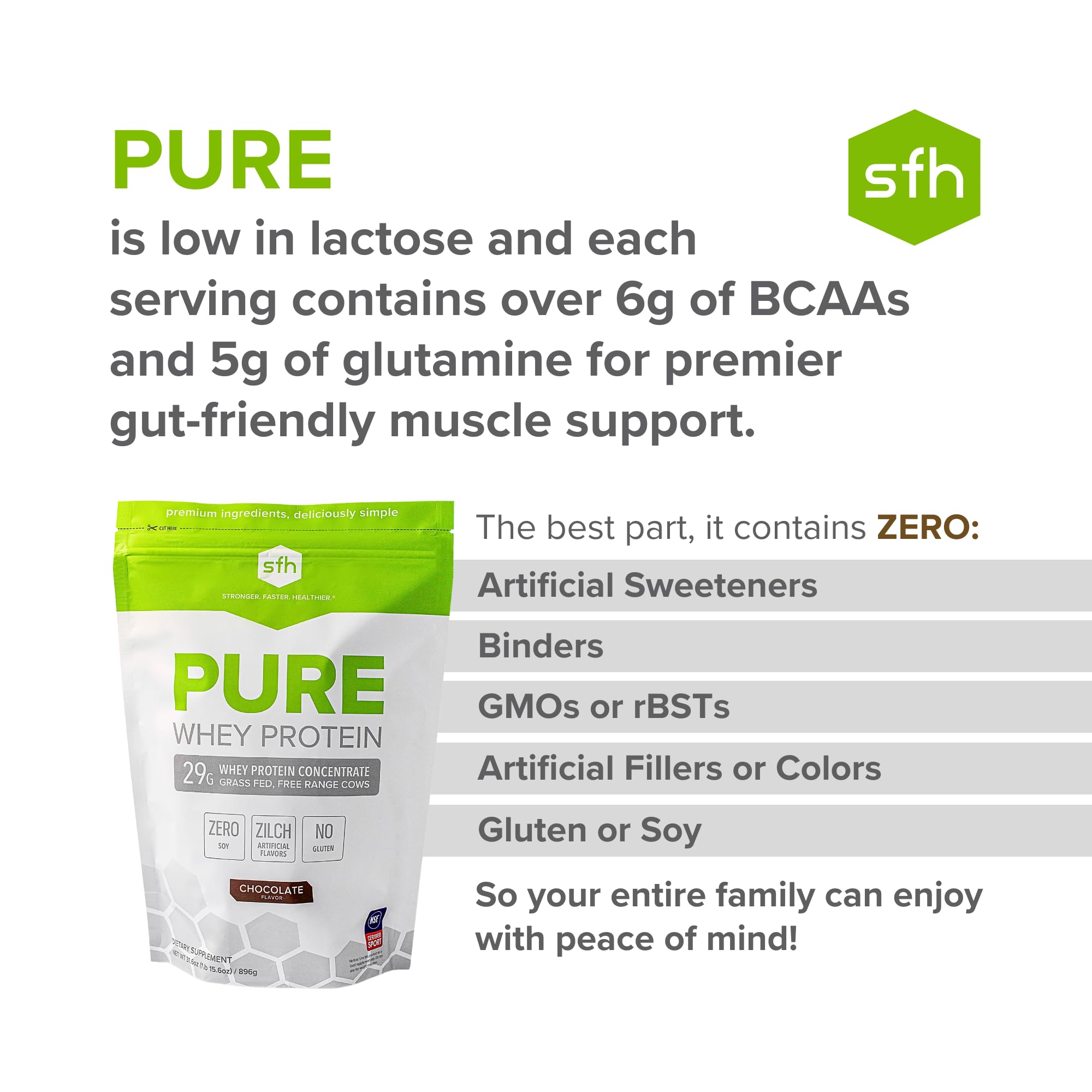 SFH Pure Whey Protein Powder (Chocolate) Best Tasting 100% Grass Fed Whey SFH uk supplements