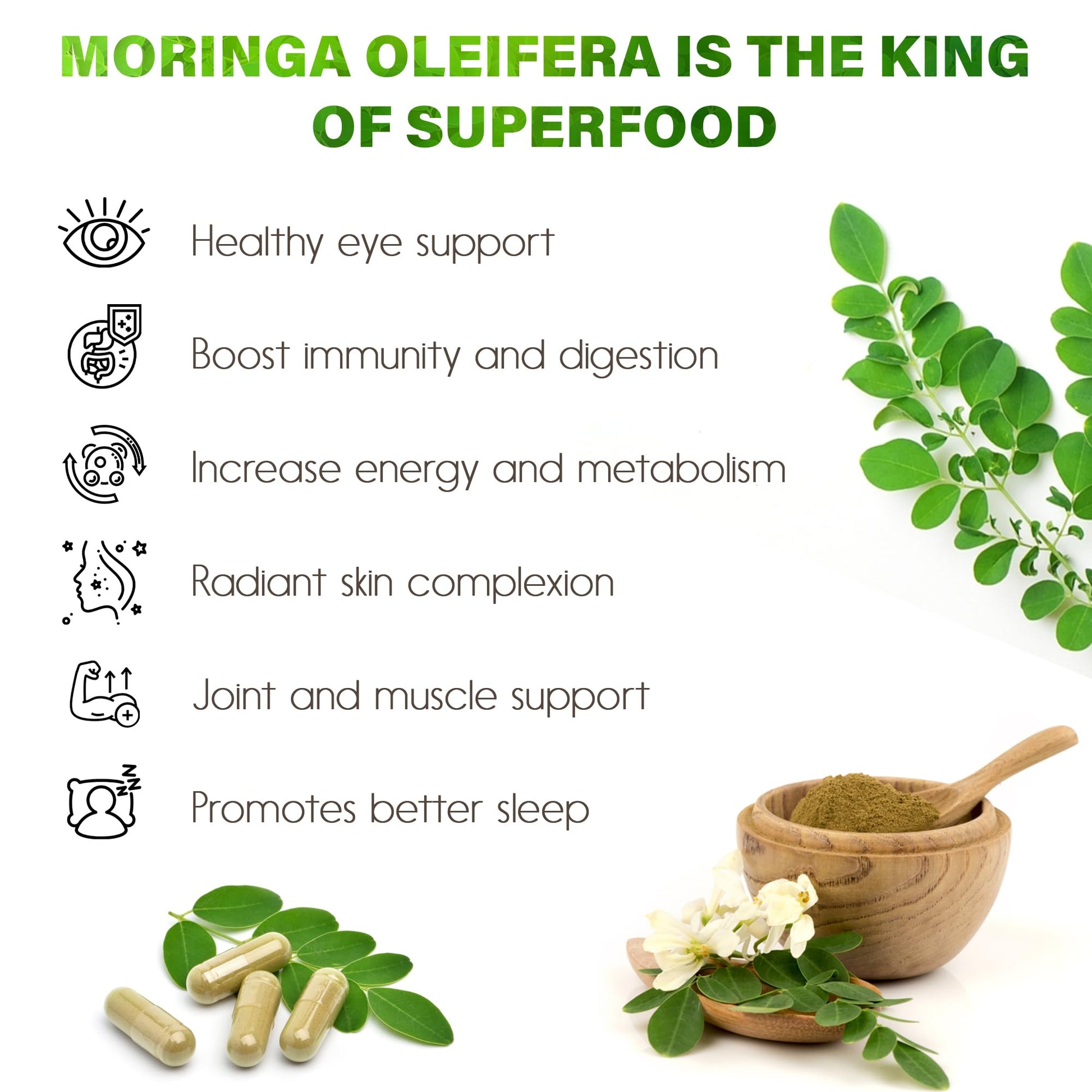 Moringa Capsules| Moringa Oleifera |10,000mg| 150 Capsules| 100% Pure| Non-GMO FitVitality uk supplements