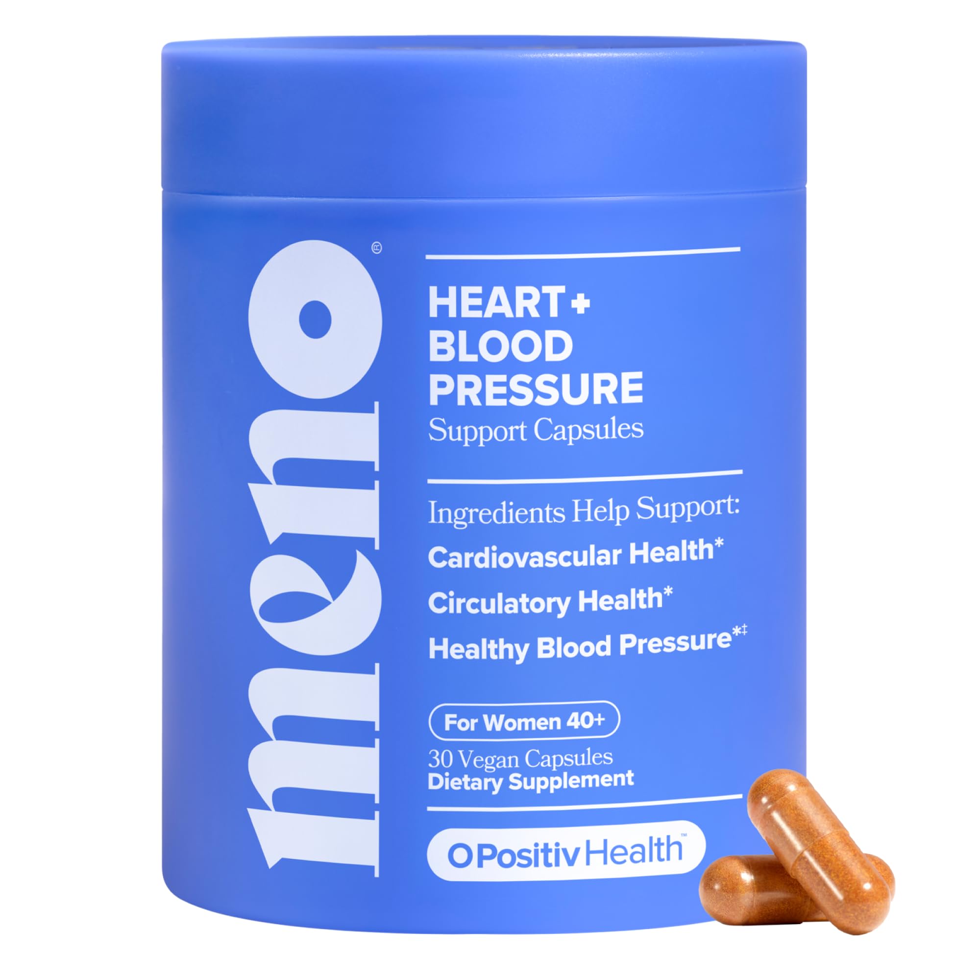O Positiv MENO Heart + Blood Pressure Support Capsules – Daily Support for Healthy Circulation, Stress Management & Blood Pressure – with CoQ10, Beets, Pine Bark & Saffron – 30 Servings O Positiv uk supplements