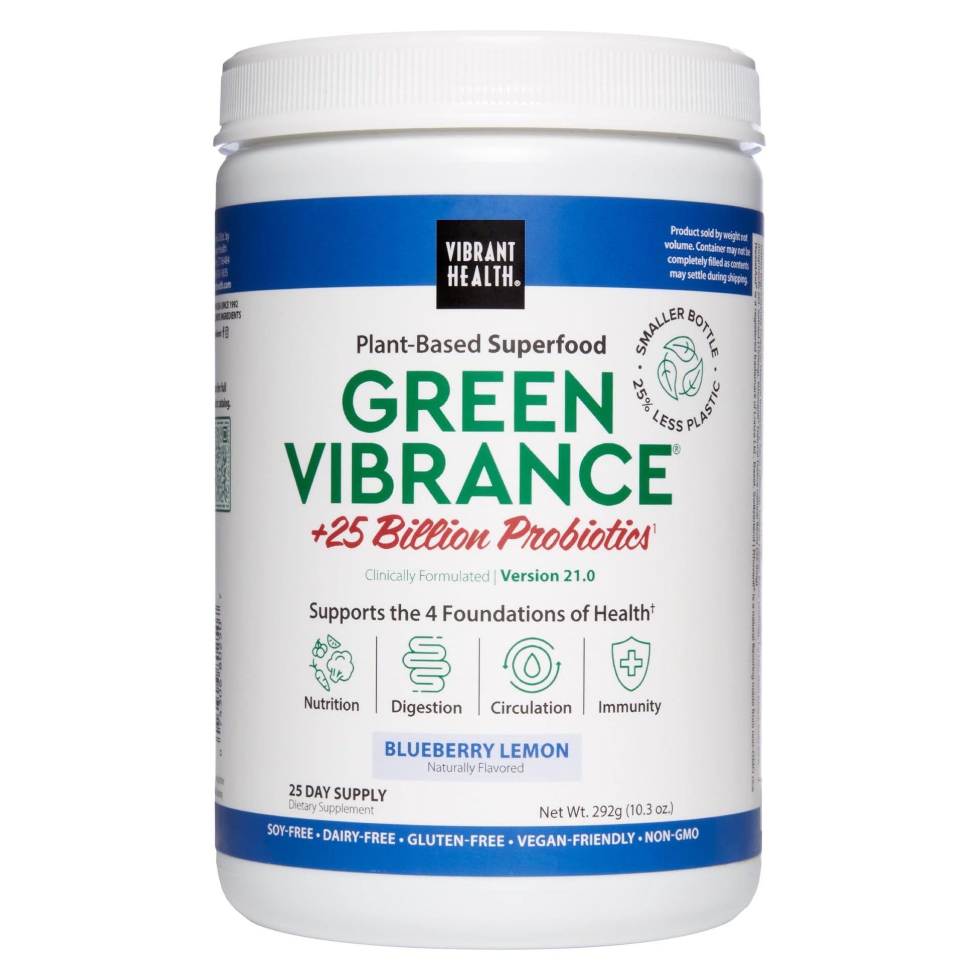 Vibrant Health, Green Vibrance, Superfoods Powder with 70+ Plant-Based Whole Foods & 25 Billion Probiotics Per Serving, Blueberry Lemon, 25 Servings Vibrant Health uk supplements