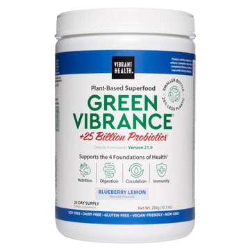 Vibrant Health, Green Vibrance, Superfoods Powder with 70+ Plant-Based Whole Foods & 25 Billion Probiotics Per Serving, Blueberry Lemon, 25 Servings Vibrant Health uk supplements