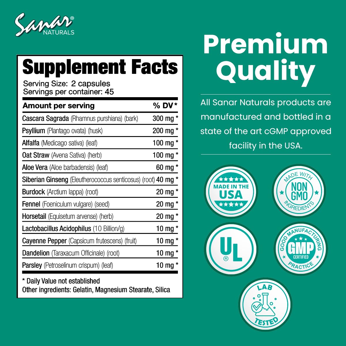 Sanar Naturals Colon Cleanser - Herbal Blend with Probiotics and Fibers - Digestive Health Sanar Naturals uk supplements