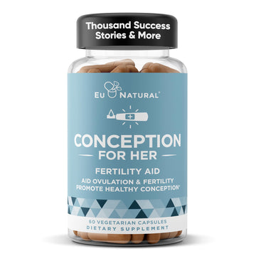 Eu Natural Conception for Her Fertility Supplements for Women - Ovulation, Hormonal Balance & Regular Cycle Support - Myo-Inositol, Folate, Folic Acid & Vitex - 60 Vegetarian Capsules Eu Natural uk supplements